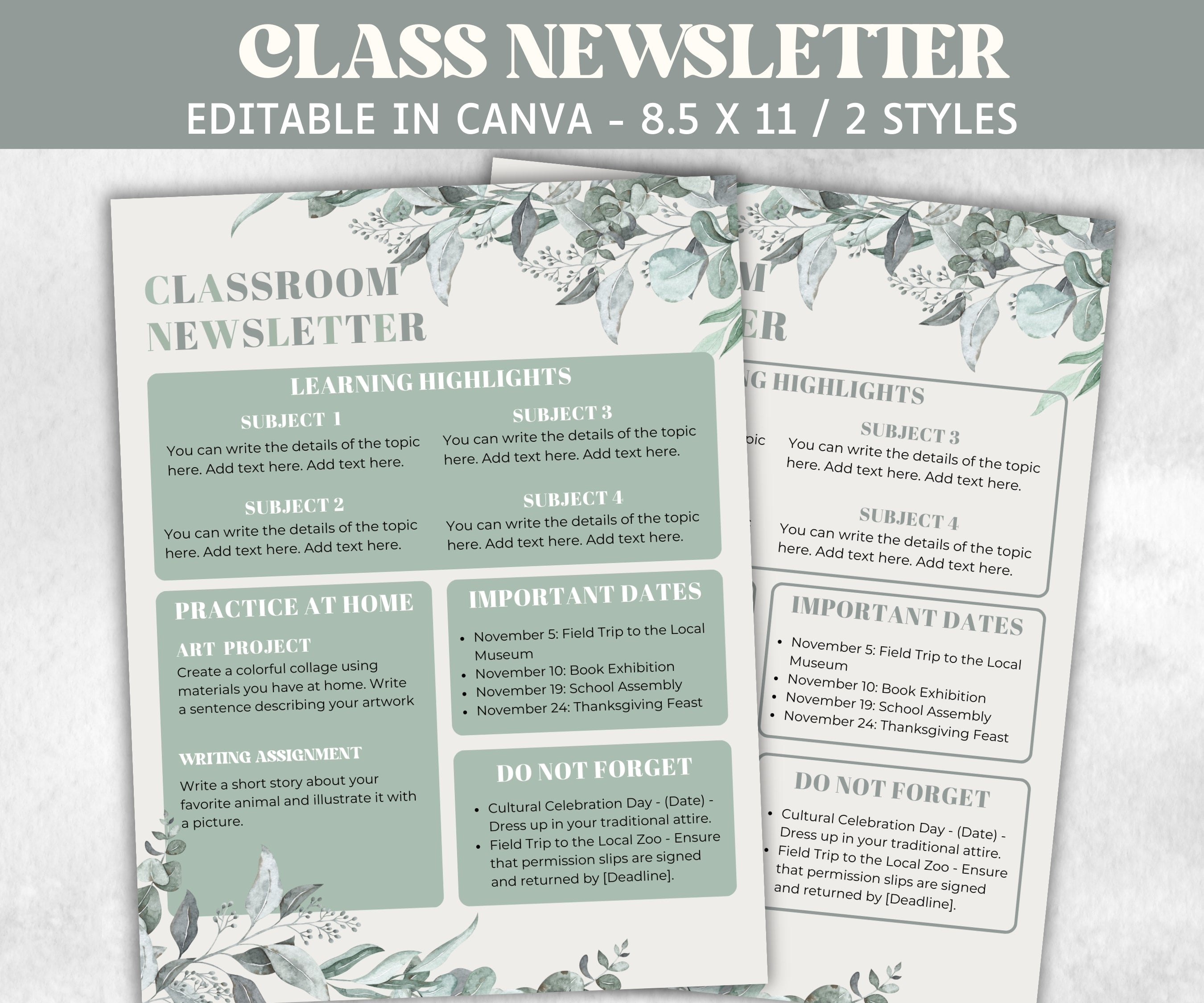 Tropical Meet The Teacher Classroom Newsletter