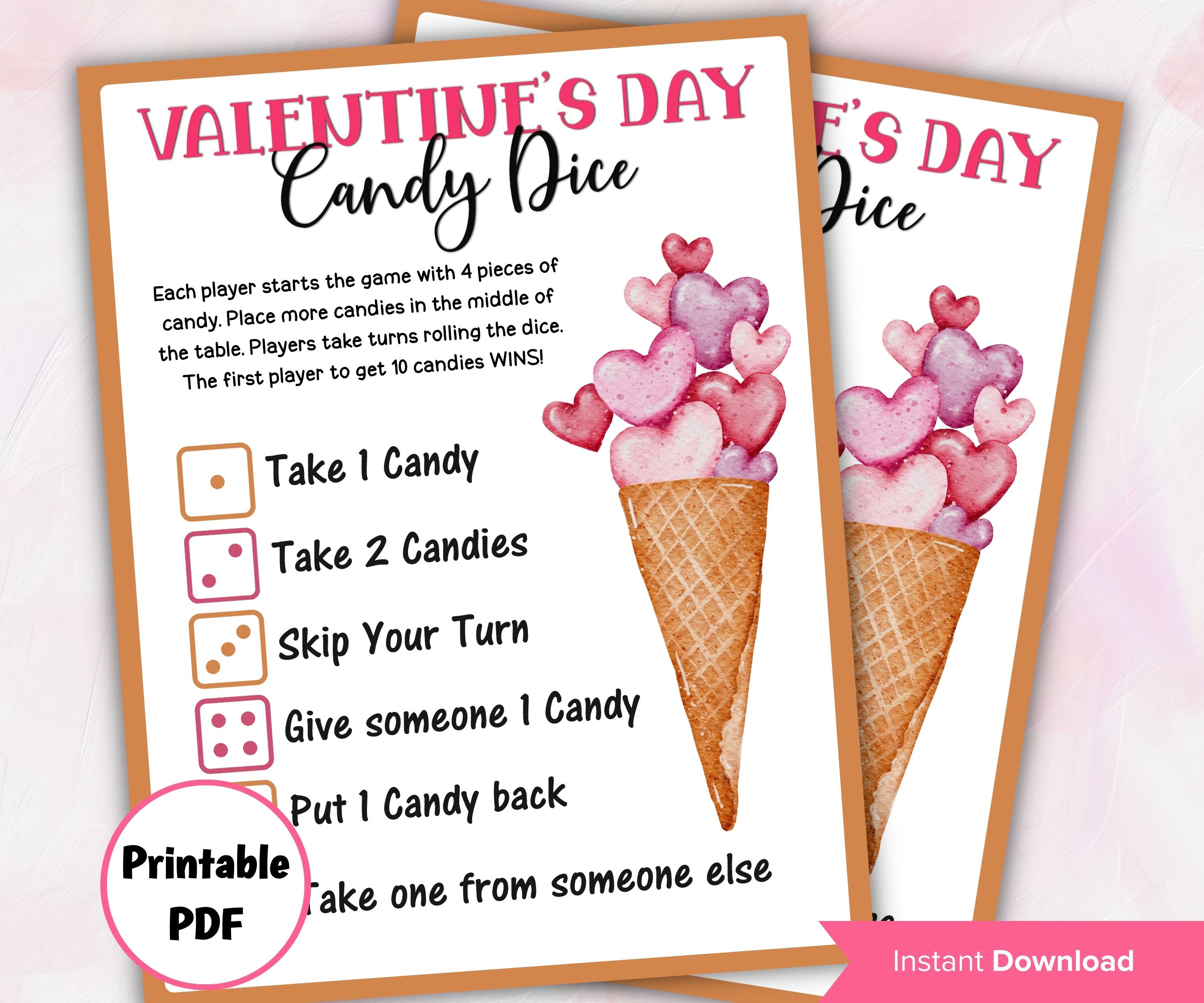 Valentine'S Day Candy Dice Game | Valentine'S Day Candy Match Game | Ice cream candy I Preschool Valentine I School Icebreaker Candy Dice