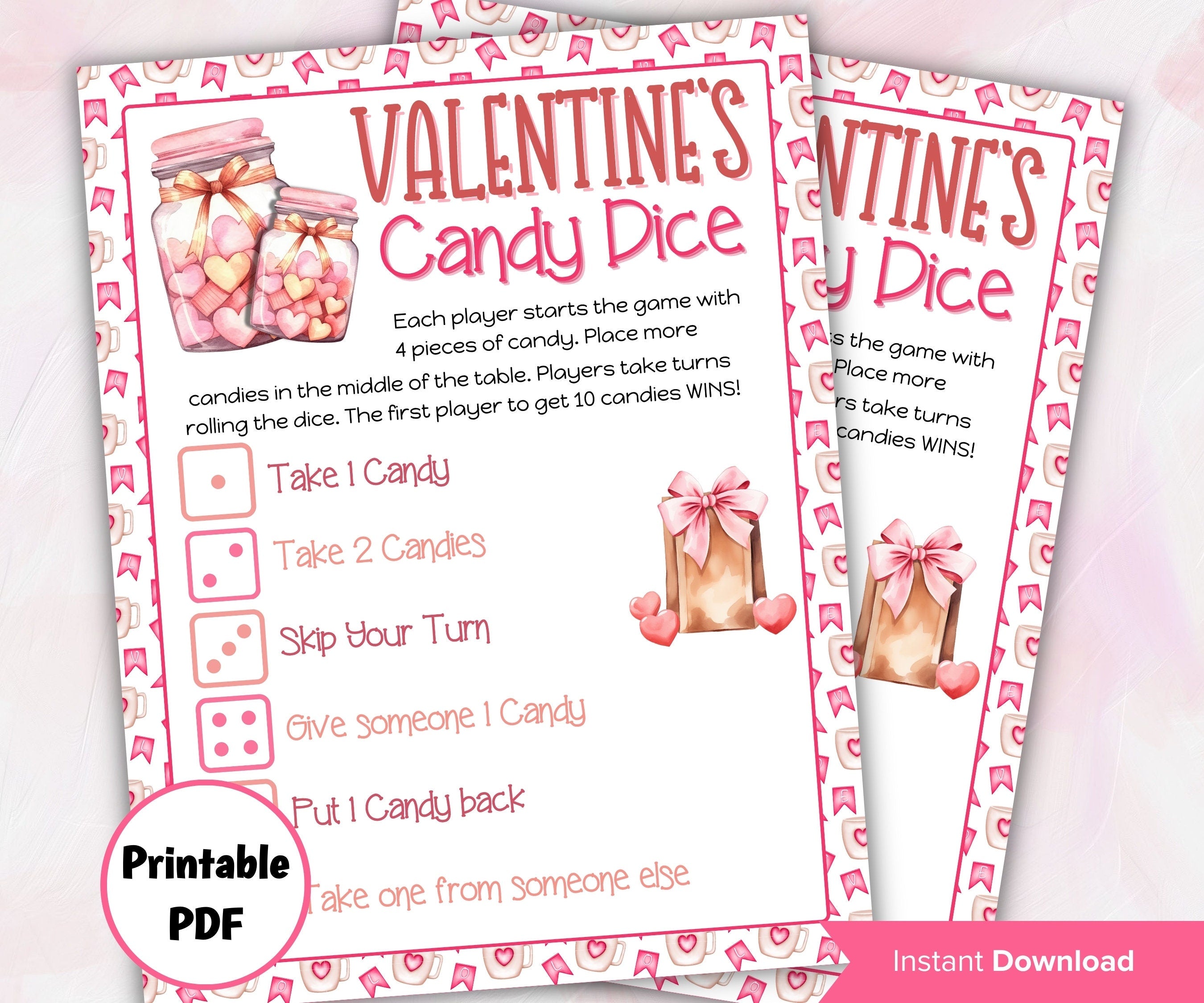 Valentine Game | Valentine Candy Jar| Classroom Game | Valentine Day Activity | Valentine'S Party Game | Fun Activity I Dice Gift Exchange