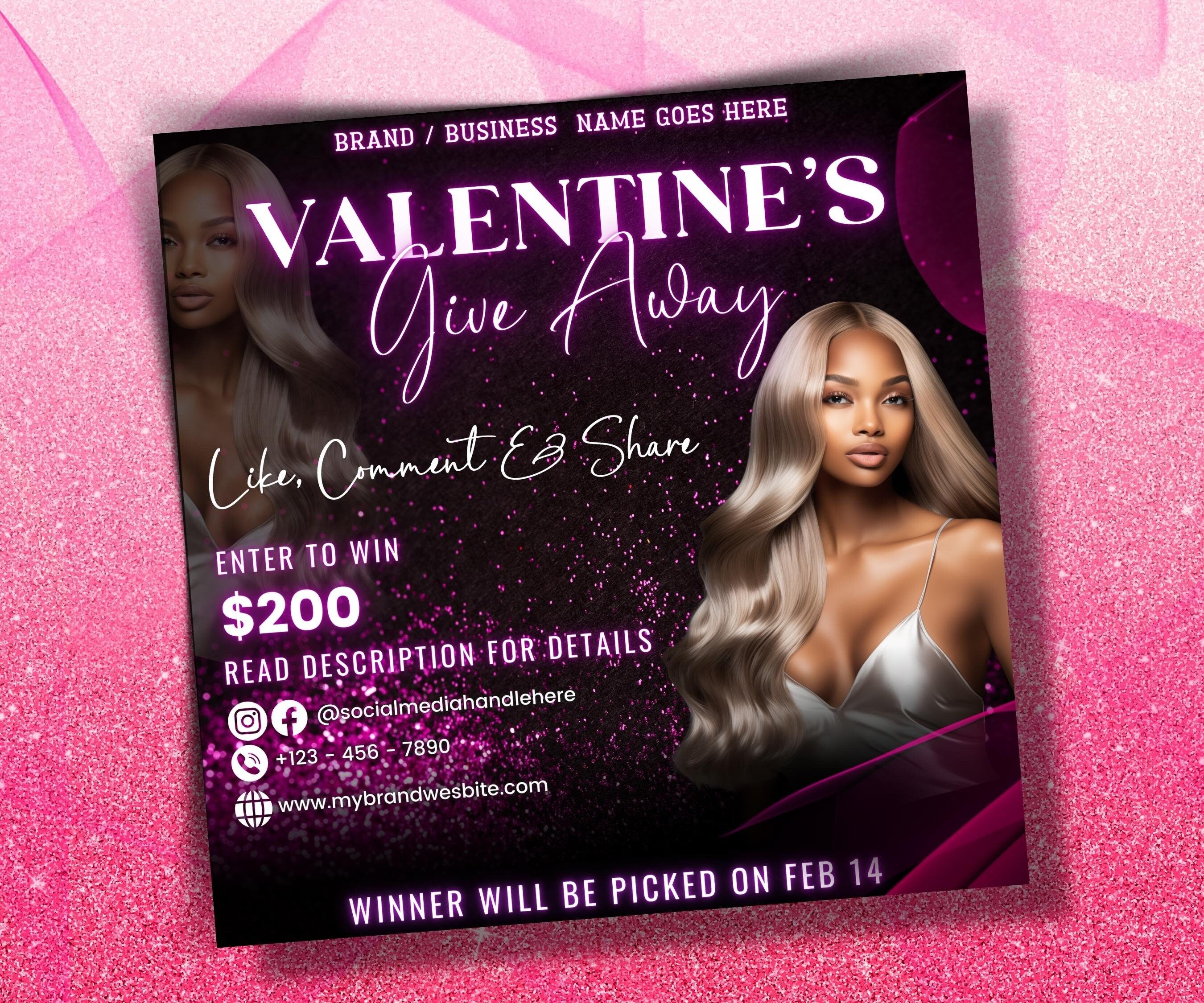 Valentines Day Raffle Giveaway Flyer | Like And Share | Valentines Dayraffle | Social Media Giveaway | Instagram Template | Instagram Flyer