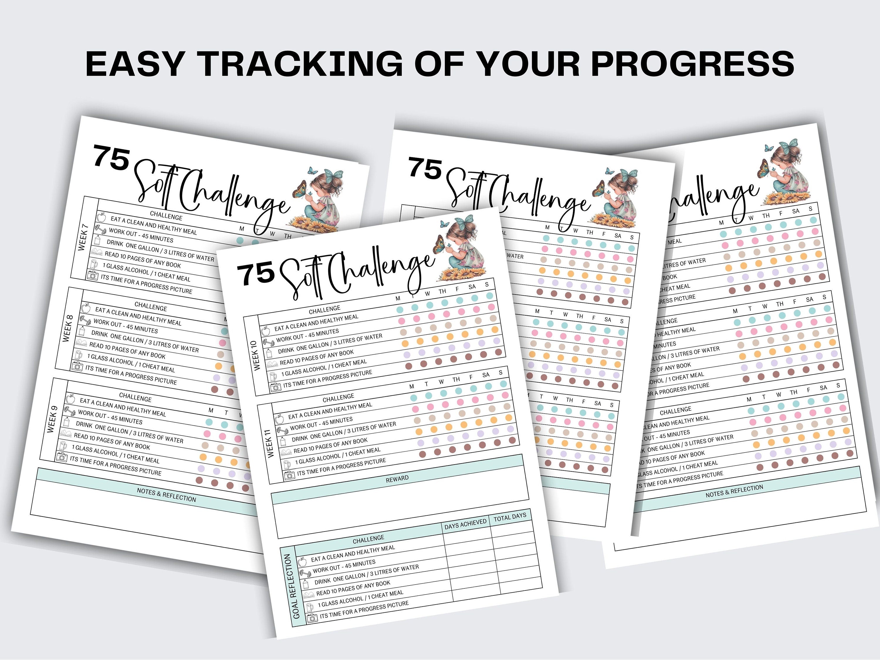 75 Soft Challenge I Printable Challenge I Healthy Habits Tracker I Self Care Tracker I Printable Tracker I Fitness Journal I Mindful Eating- -TheHustlingCatLady-Calendars & Planners