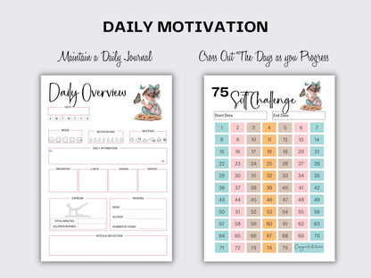 75 Soft Challenge I Printable Challenge I Healthy Habits Tracker I Self Care Tracker I Printable Tracker I Fitness Journal I Mindful Eating- -TheHustlingCatLady-Calendars & Planners