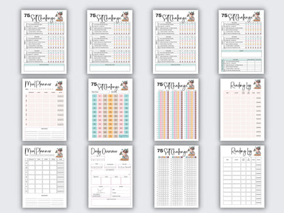 75 Soft Challenge I Printable Challenge I Healthy Habits Tracker I Self Care Tracker I Printable Tracker I Fitness Journal I Mindful Eating- -TheHustlingCatLady-Calendars & Planners