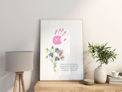 Pink Purple Handprint art I Mother's Day keepsake I Mother's day gift I mom handprint craft I mother's day activity I memory keepsake DIY-Mother&#39;s/Father&#39;sDay -TheHustlingCatLady-Digital Prints