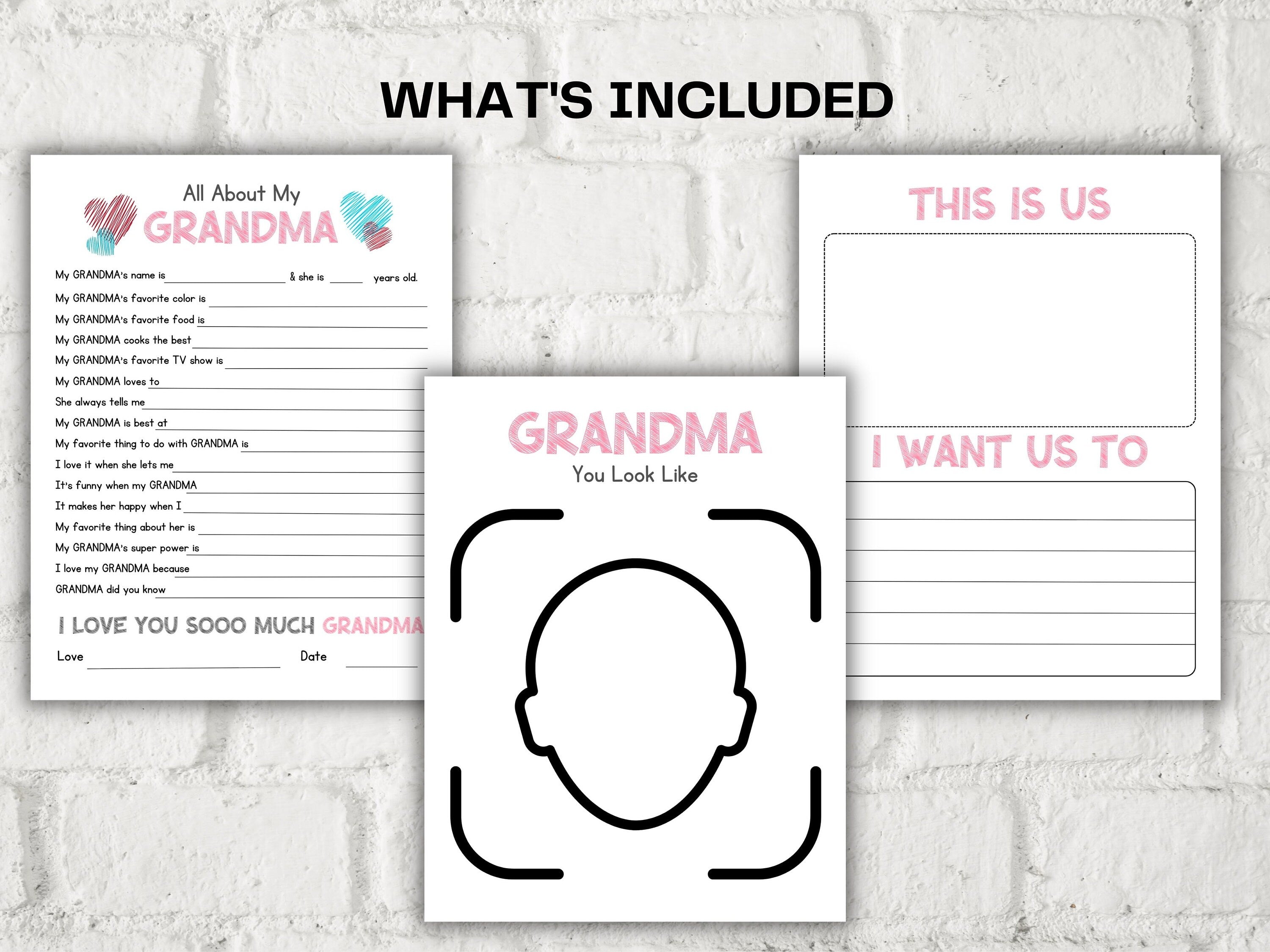 All about my Grandma fill in the blank I Grandma birthday gift I About Grandma I Gift for Grandma I Grandma interview I Questionnaire 001