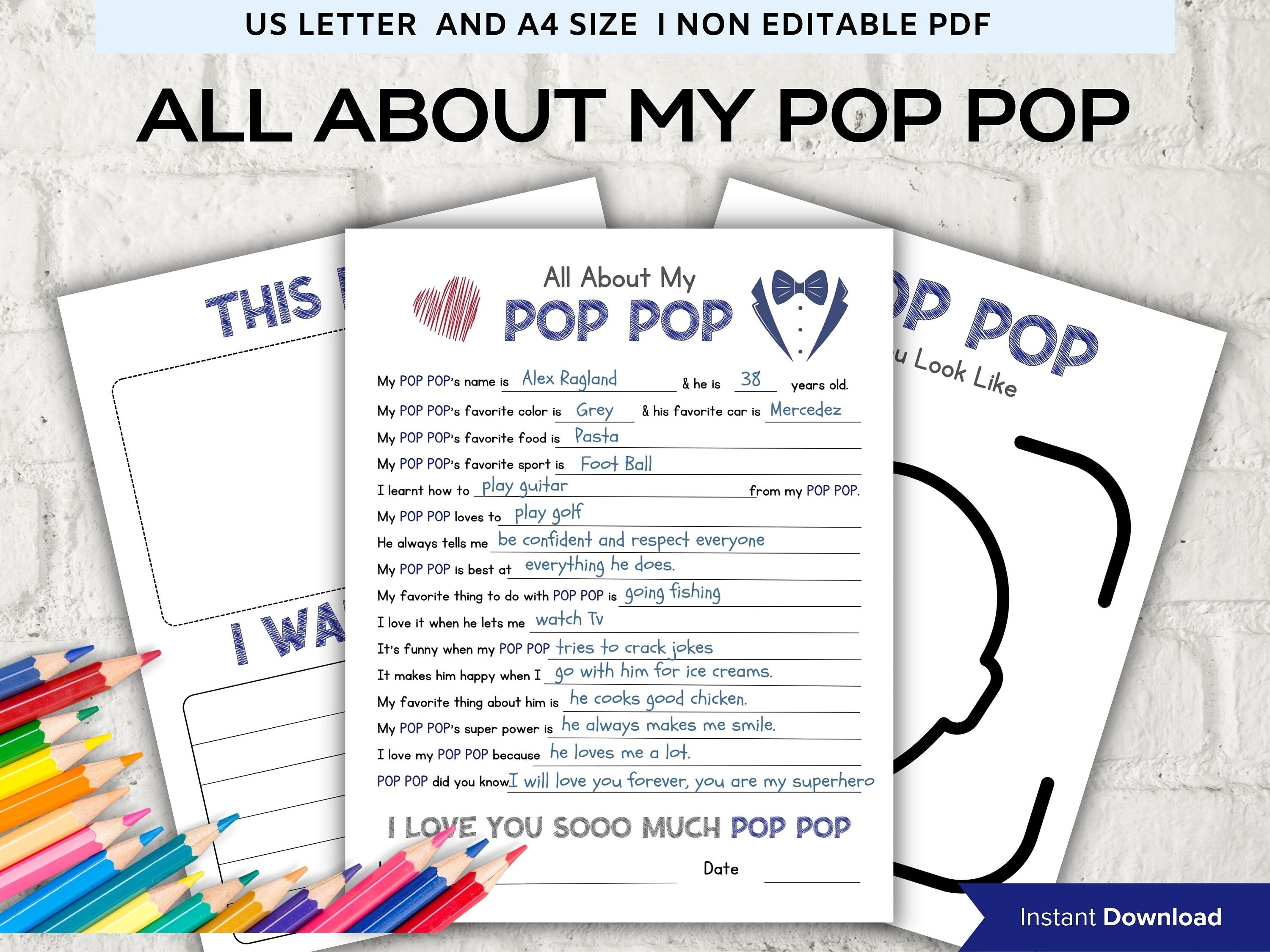 All about my Pop I Father's Day Gift I Father's birthday gift I About Daddy Page I Gift for Dad I Daddy interview I Pop Questionnaire 001