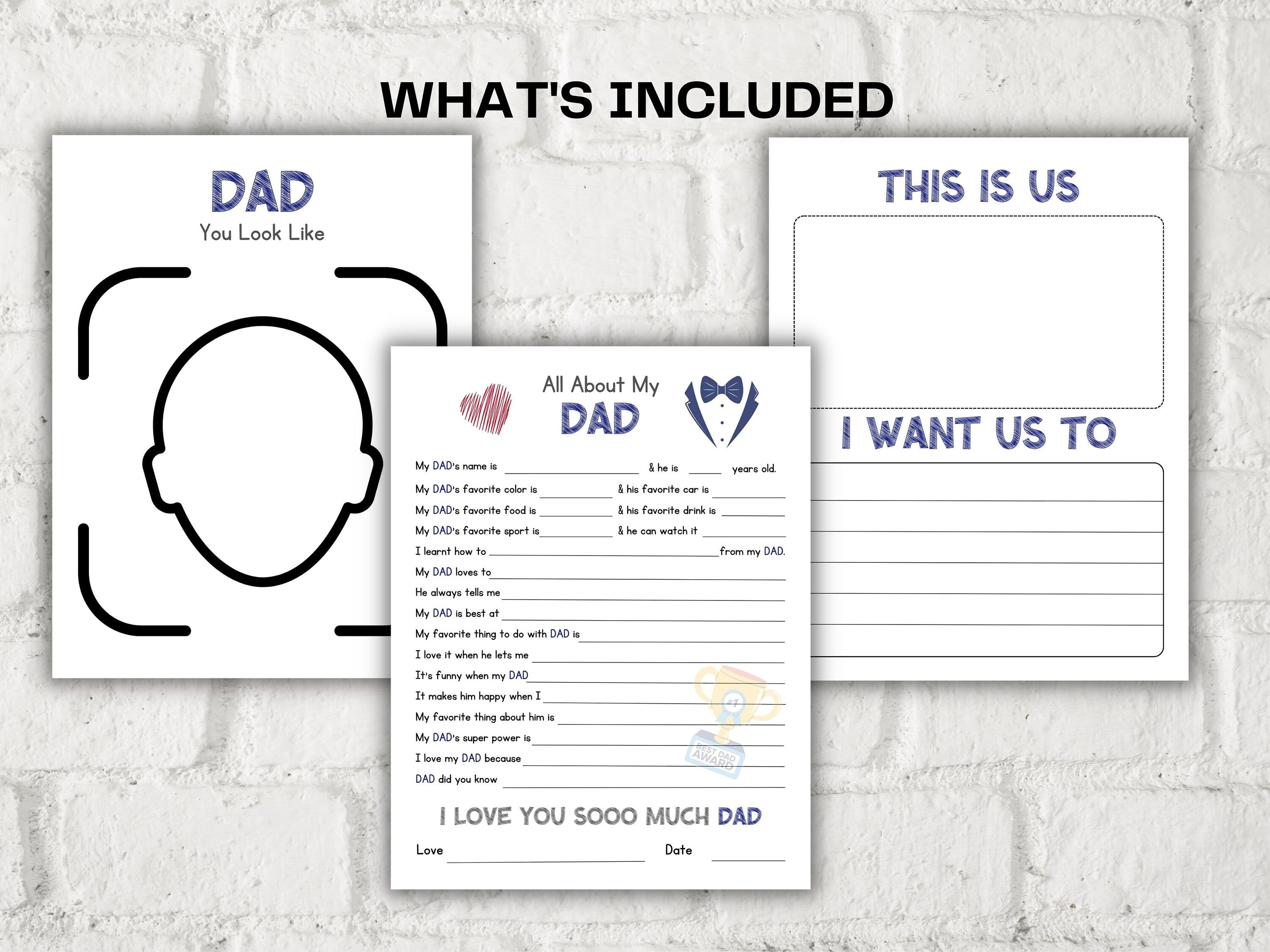 All about my Dad fill in the blank I Father's Day Gift I Father's birthday I About Dad I Gift for Dad I Daddy interview Questionnaire 001-Father&#39;s & Mother&#39;s Day -TheHustlingCatLady-Greeting Cards