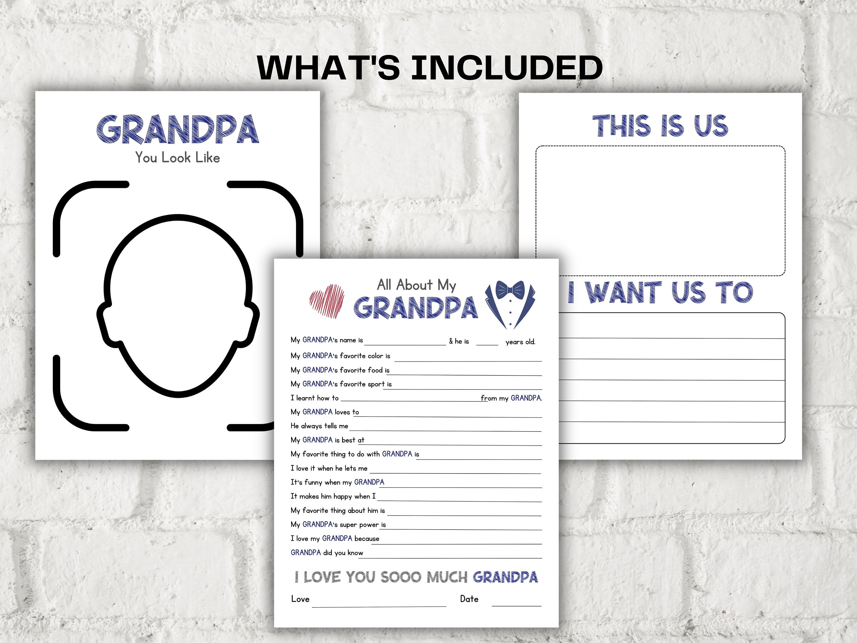 All about my Grandpa fill in the blank I father's day I Birthday gift I About Grandpa Page I Grandpa gift I interview I Questionnaire 001