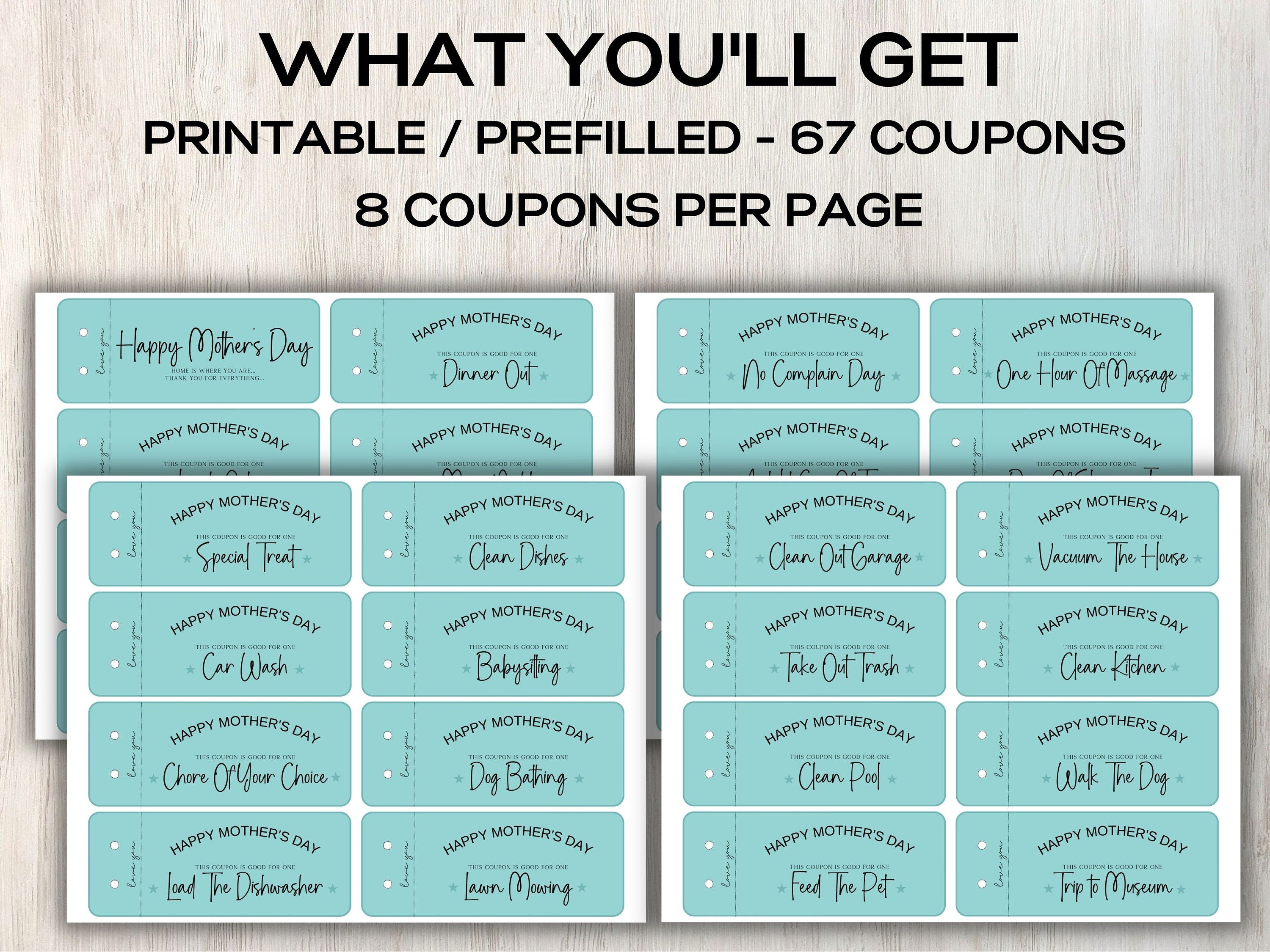 Mother's Day Coupons I Printable Coupons I Mom Coupon Book I Gifts for mothers I for her I Babysitting coupon I Last minute gift 003-Mother&#39;s/Father&#39;sDay -TheHustlingCatLady-Greeting Cards