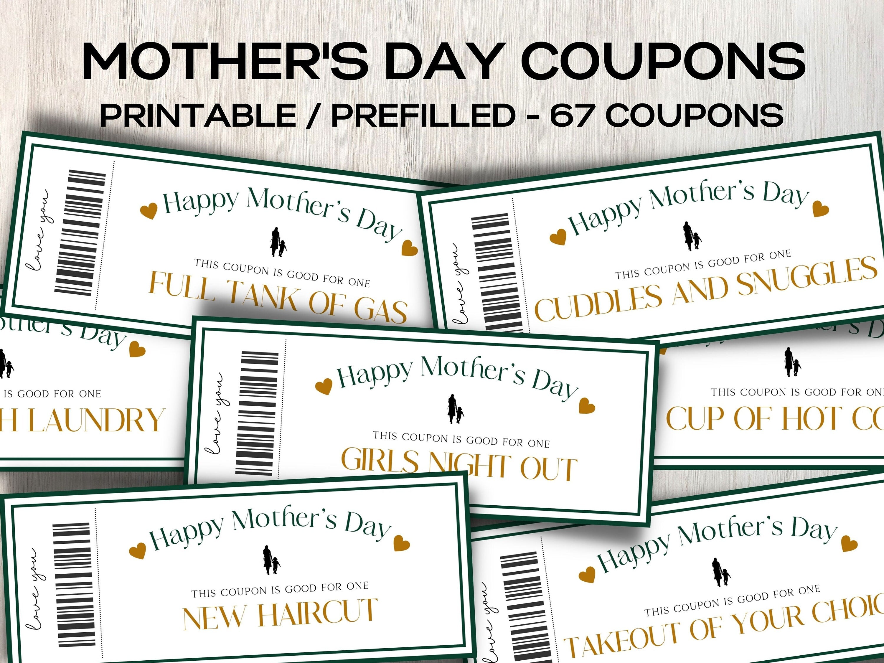 Mother's Day Coupons I Printable Coupons I Mom Coupon Book I Gifts for mothers I for her I Babysitting coupon I Last minute gift 003-Mother&#39;s/Father&#39;sDay -TheHustlingCatLady-Greeting Cards
