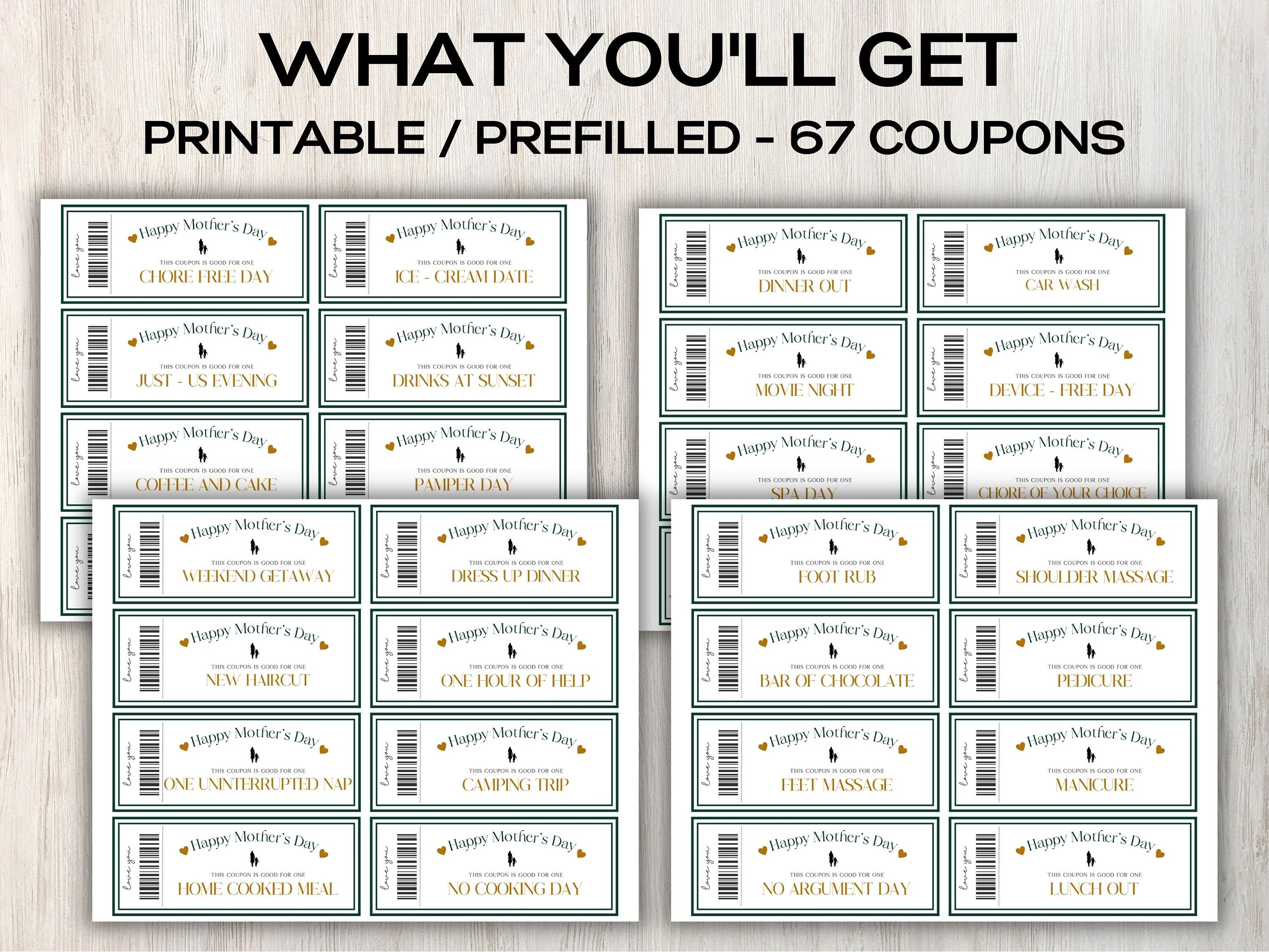 Mother's Day Coupons I Printable Coupons I Mom Coupon Book I Gifts for mothers I for her I Babysitting coupon I Last minute gift 003-Mother&#39;s/Father&#39;sDay -TheHustlingCatLady-Greeting Cards