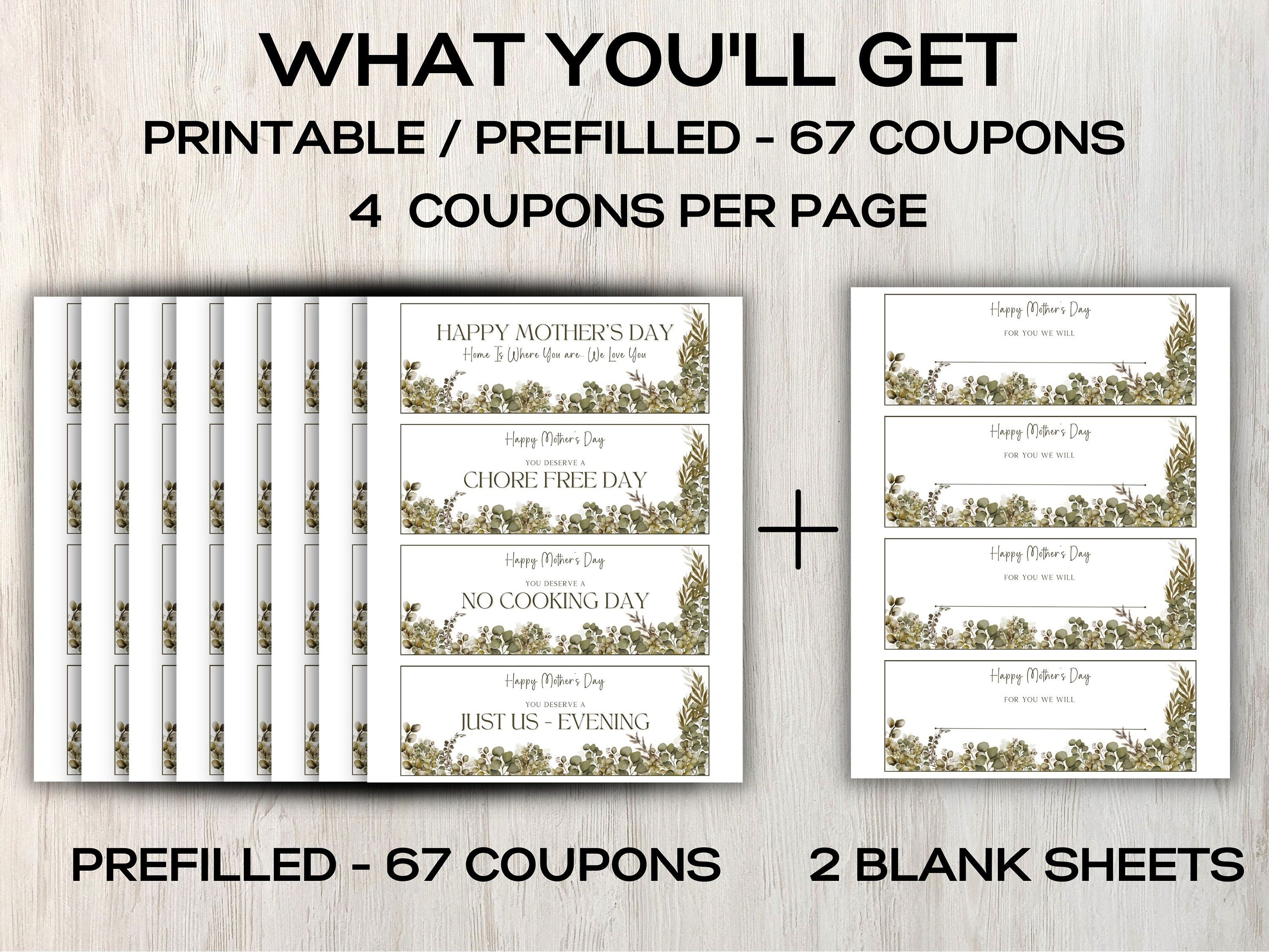 Mother's Day Coupons I Printable Coupons I Mom flower Coupon Book I Gifts for mothers I for her I Babysitting coupon I Last minute gift 003-Mother&#39;s/Father&#39;sDay -TheHustlingCatLady-Greeting Cards