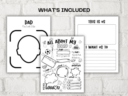 All about my Dad fill in the blank I Father's Day Gift I Gift for Dad I About Dad Page I Gift for Dad I Daddy interview I Questionnaire 001