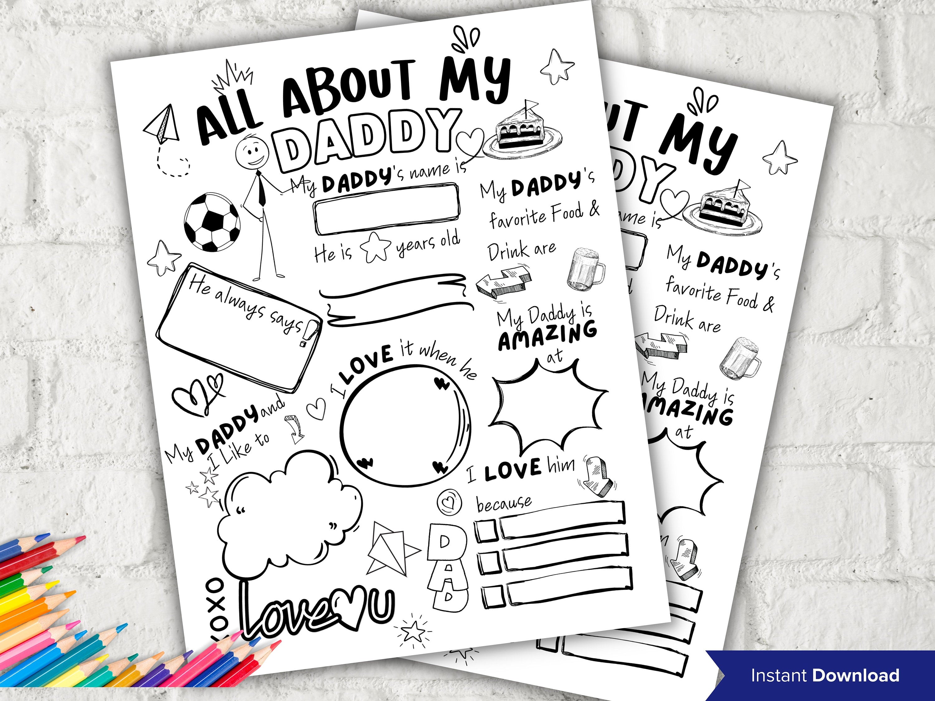 All about my Daddy fill in the blank I Father's Day Gift I Gift for Daddy I About Daddy Page I Daddy interview I Questionnaire 001