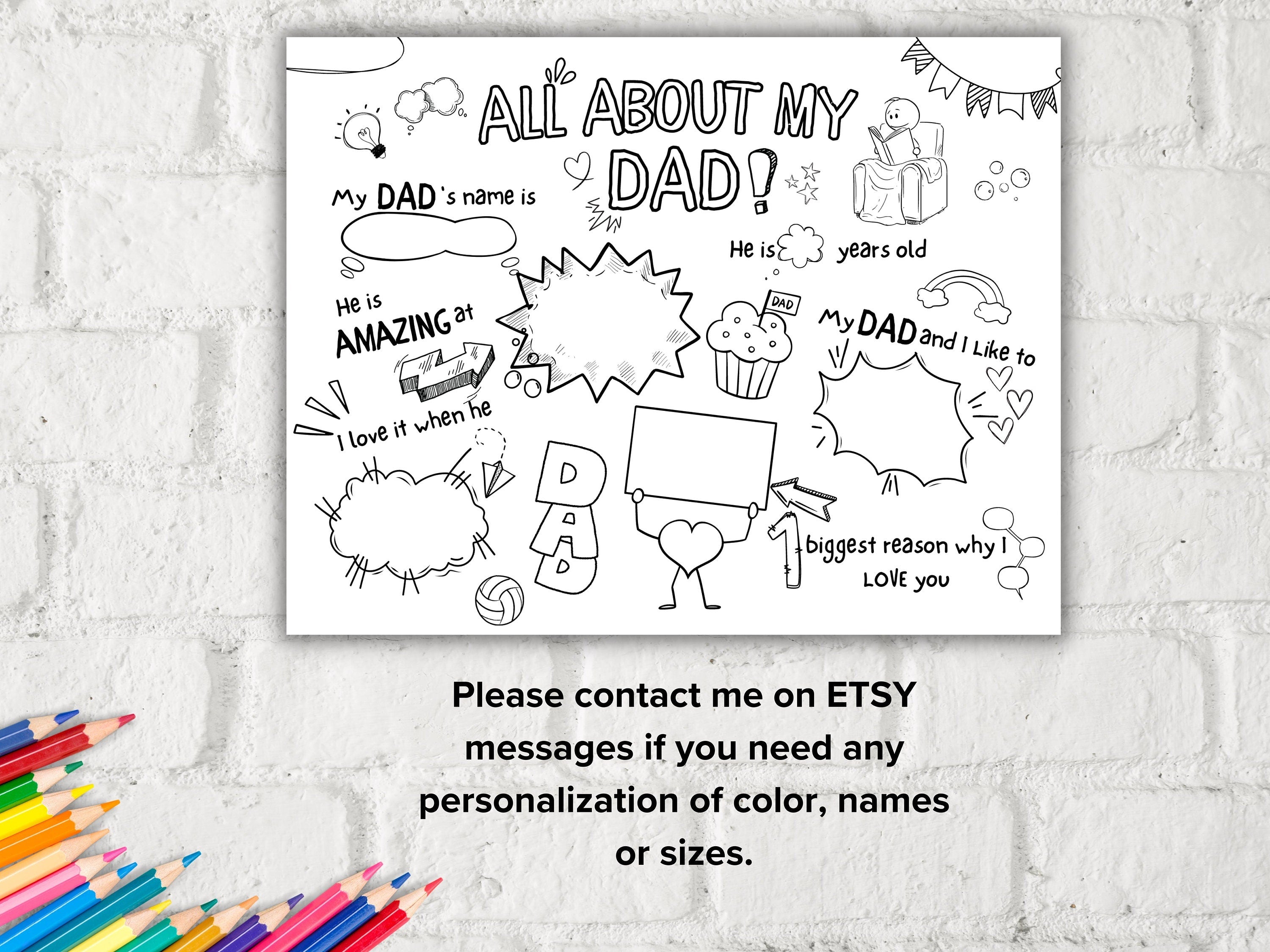 All about my Dad Fill in the blank I Father's Day Gift I Gift for Dad I Birthday I About Dad Page I Daddy interview I Dad Questionnaire 001-Father&#39;s & Mother&#39;s Day -TheHustlingCatLady-Blank Cards