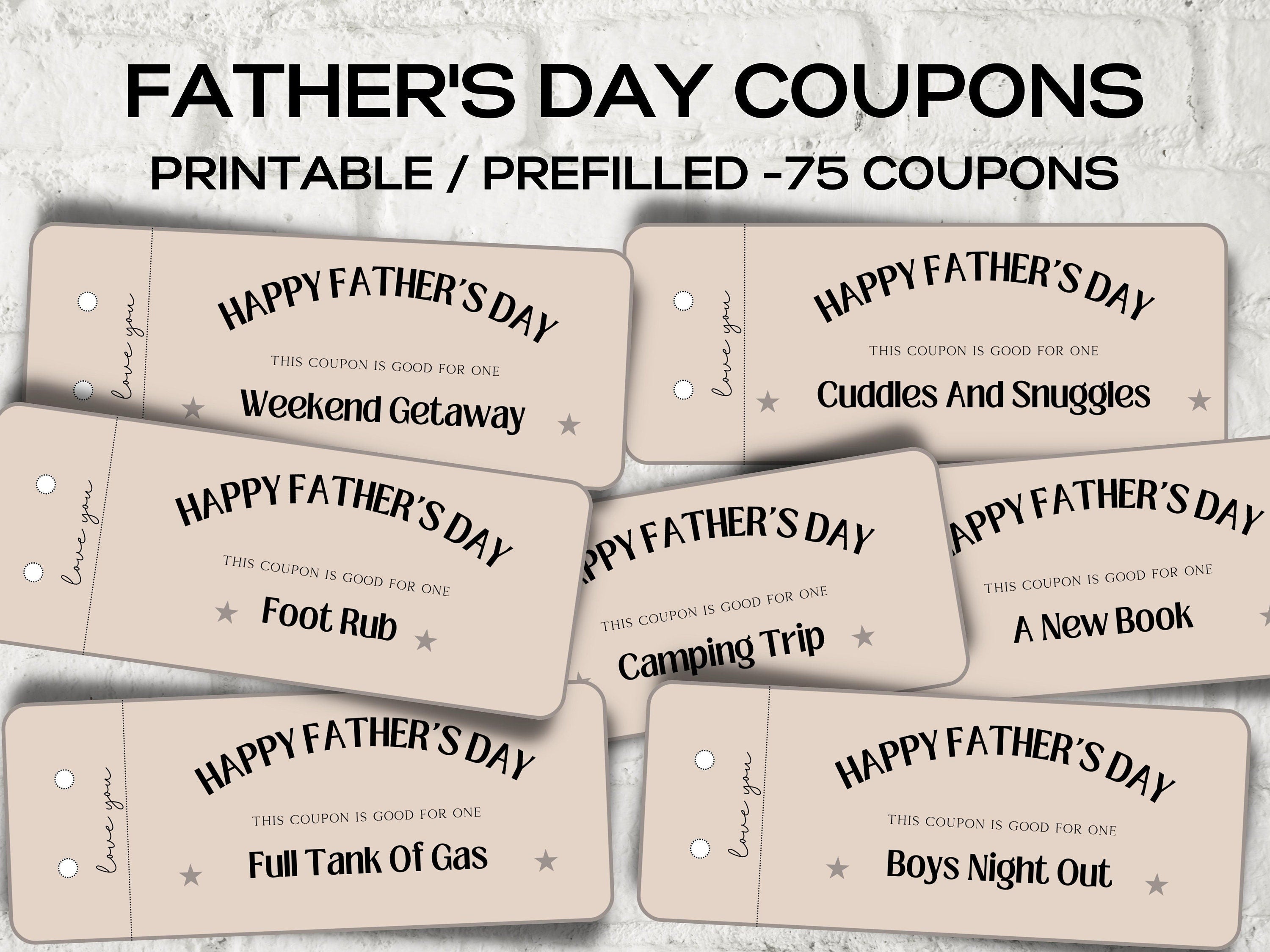 Father's Day Coupons I Printable Coupons I Daddy Coupon Book I Gift for Dad I Gift for Daddy I personalized father I Last minute gift 003-Mother&#39;s/Father&#39;sDay -TheHustlingCatLady-Templates