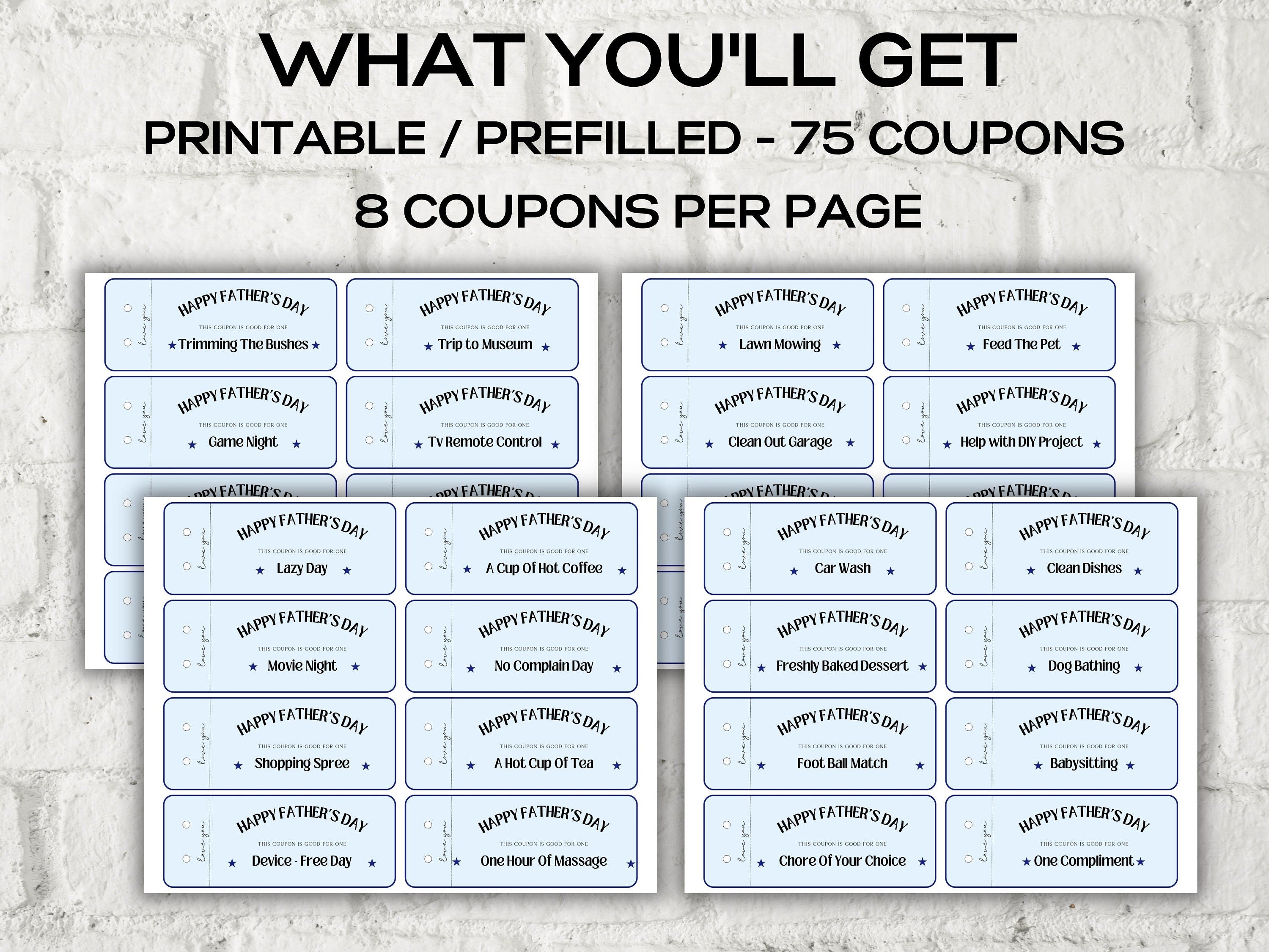 Father's Day Coupons I Printable Coupons I Daddy Coupon Book I Gift for Dad I Gift for Daddy I personalized father I Last minute gift 003-Mother&#39;s/Father&#39;sDay -TheHustlingCatLady-Templates