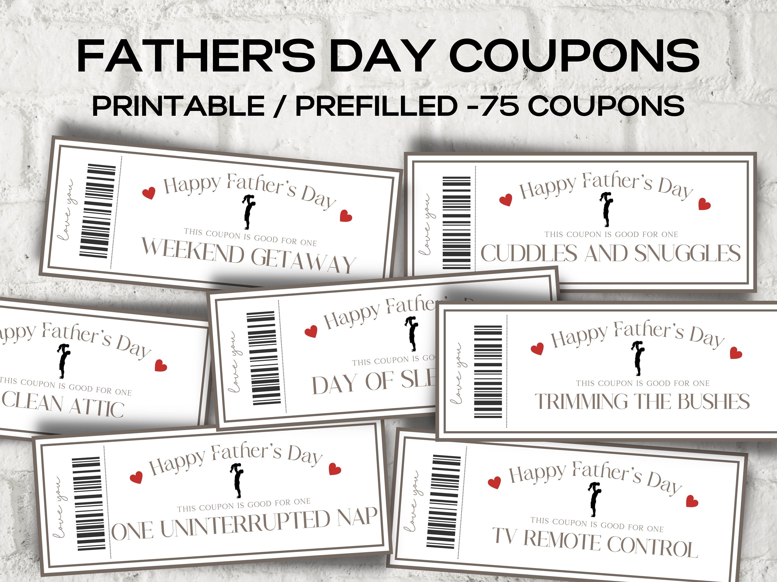 Father's Day Coupons I Printable Coupons I Daddy Coupon Book I Gift for Dad I Gift for Daddy I personalized father I Last minute gift 003-Mother&#39;s/Father&#39;sDay -TheHustlingCatLady-Templates