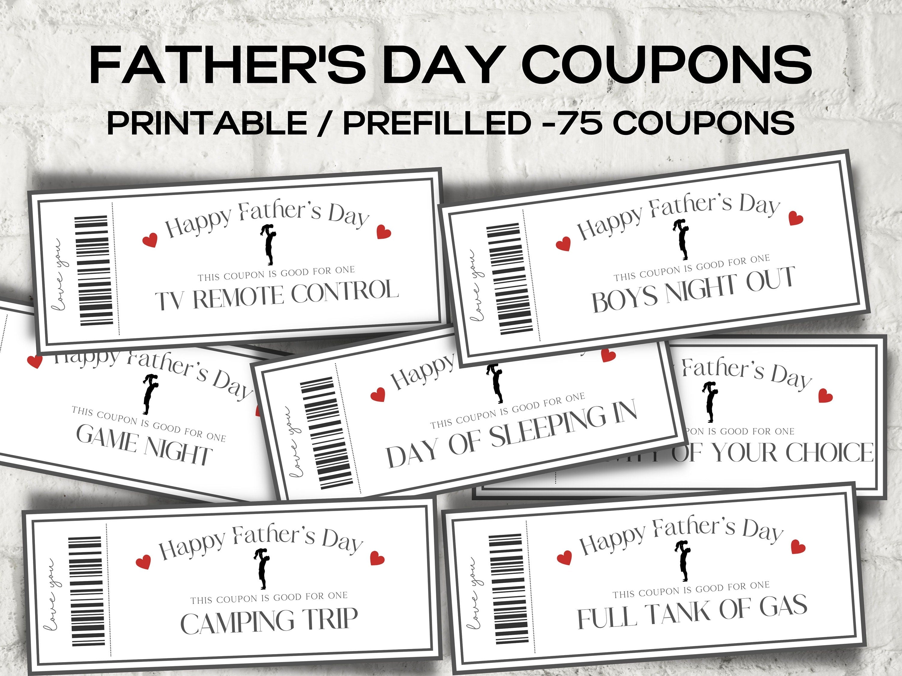 Father's Day Coupons I Printable Coupons I Daddy Coupon Book I Gift for Dad I Gift for Daddy I personalized father I Last minute gift 003-Mother&#39;s/Father&#39;sDay -TheHustlingCatLady-Templates