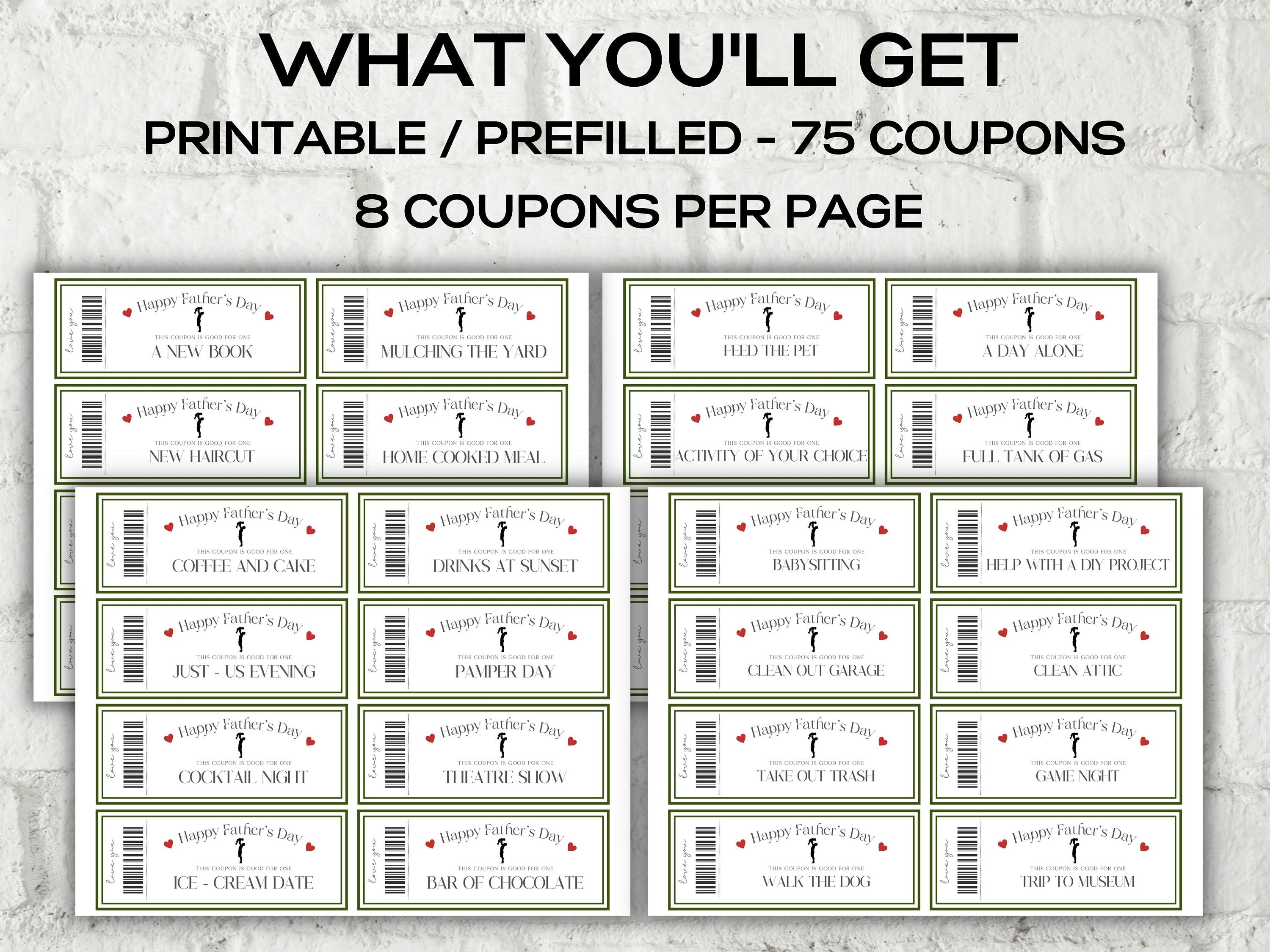 Father's Day Coupons I Printable Coupons I Daddy Coupon Book I Gift for Dad I Gift for Daddy I personalized father I Last minute gift 003-Mother&#39;s/Father&#39;sDay -TheHustlingCatLady-Templates