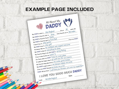 All about my Daddy fill in the blanks I Father's Day Gift I Father's birthday gift I About Daddy Page I Gift for Dad I Daddy interview 001