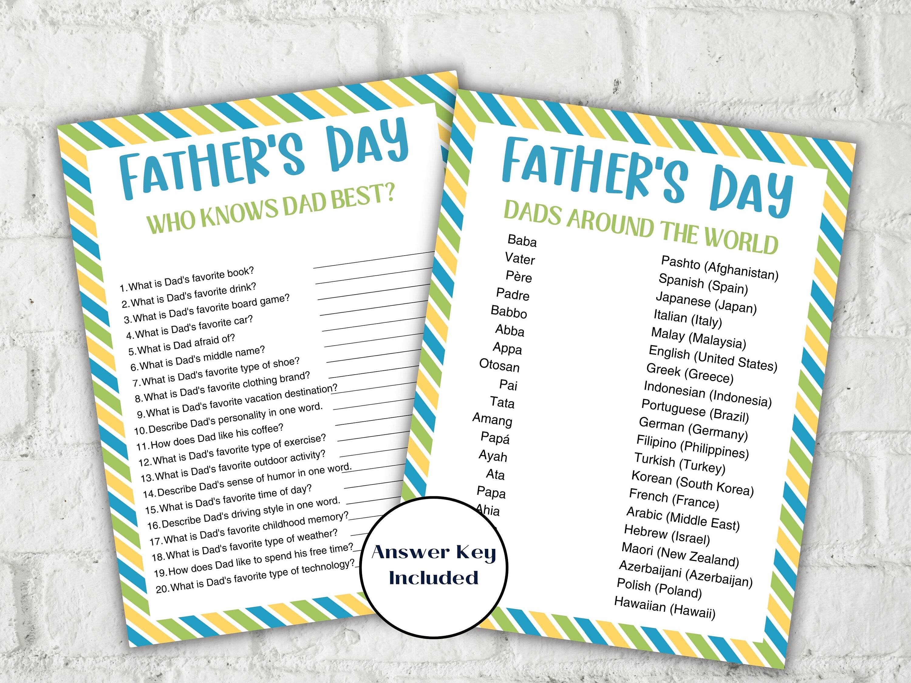Fathers Day Games Bundle-Mother&#39;s/Father&#39;sDay -TheHustlingCatLady-Party Games