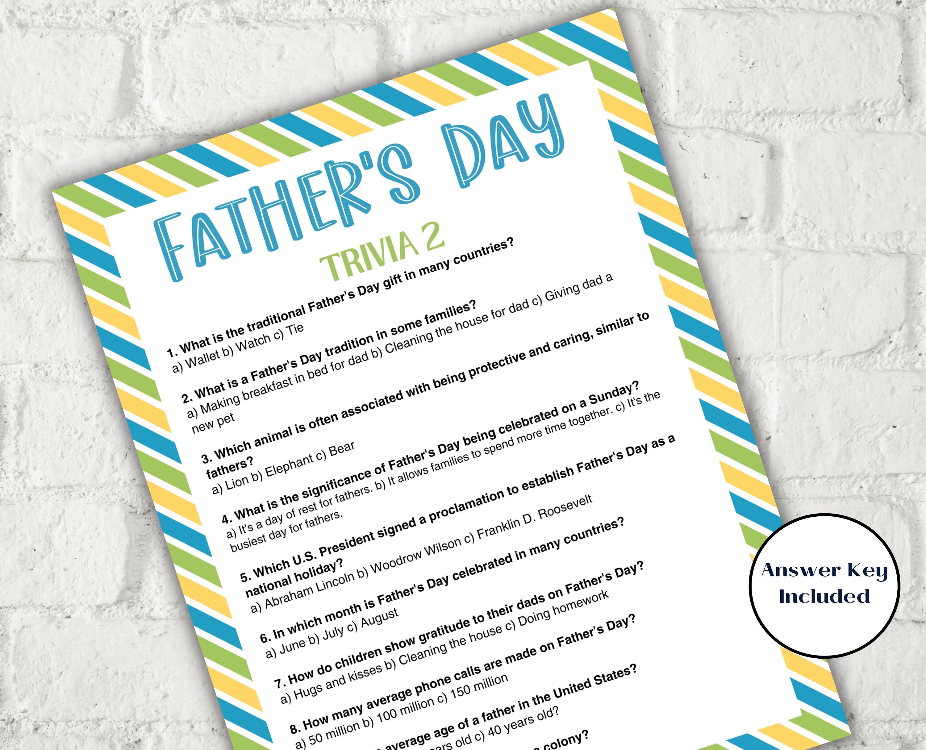Fathers Day Games Trivia Bundle I Printable Father's Day Games For Kids Teens and Adults | Party Activities | Classroom Games 005-Mother&#39;s/Father&#39;sDay -TheHustlingCatLady-Party Games