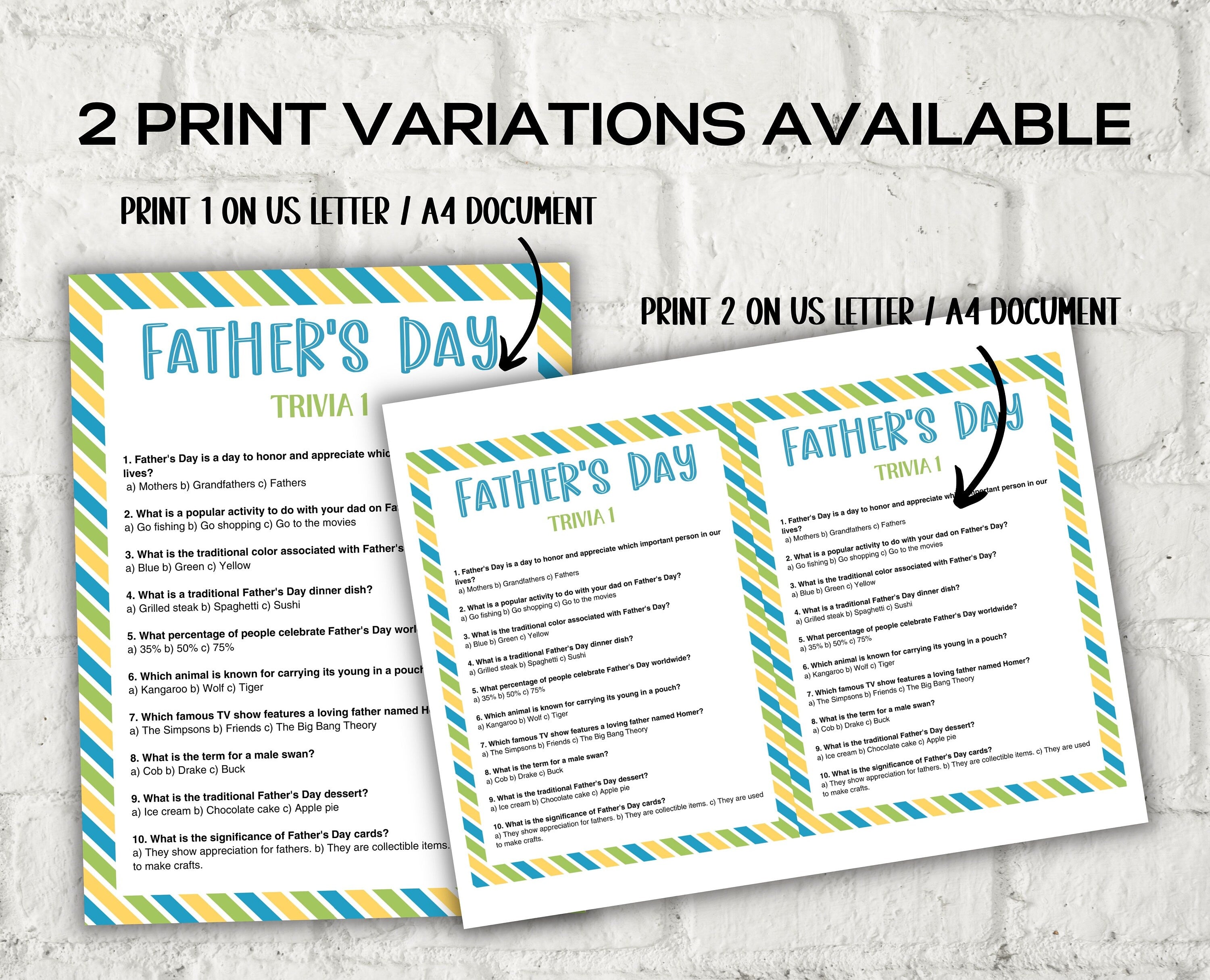 Fathers Day Games Trivia Bundle I Printable Father's Day Games For Kids Teens and Adults | Party Activities | Classroom Games 005-Mother&#39;s/Father&#39;sDay -TheHustlingCatLady-Party Games