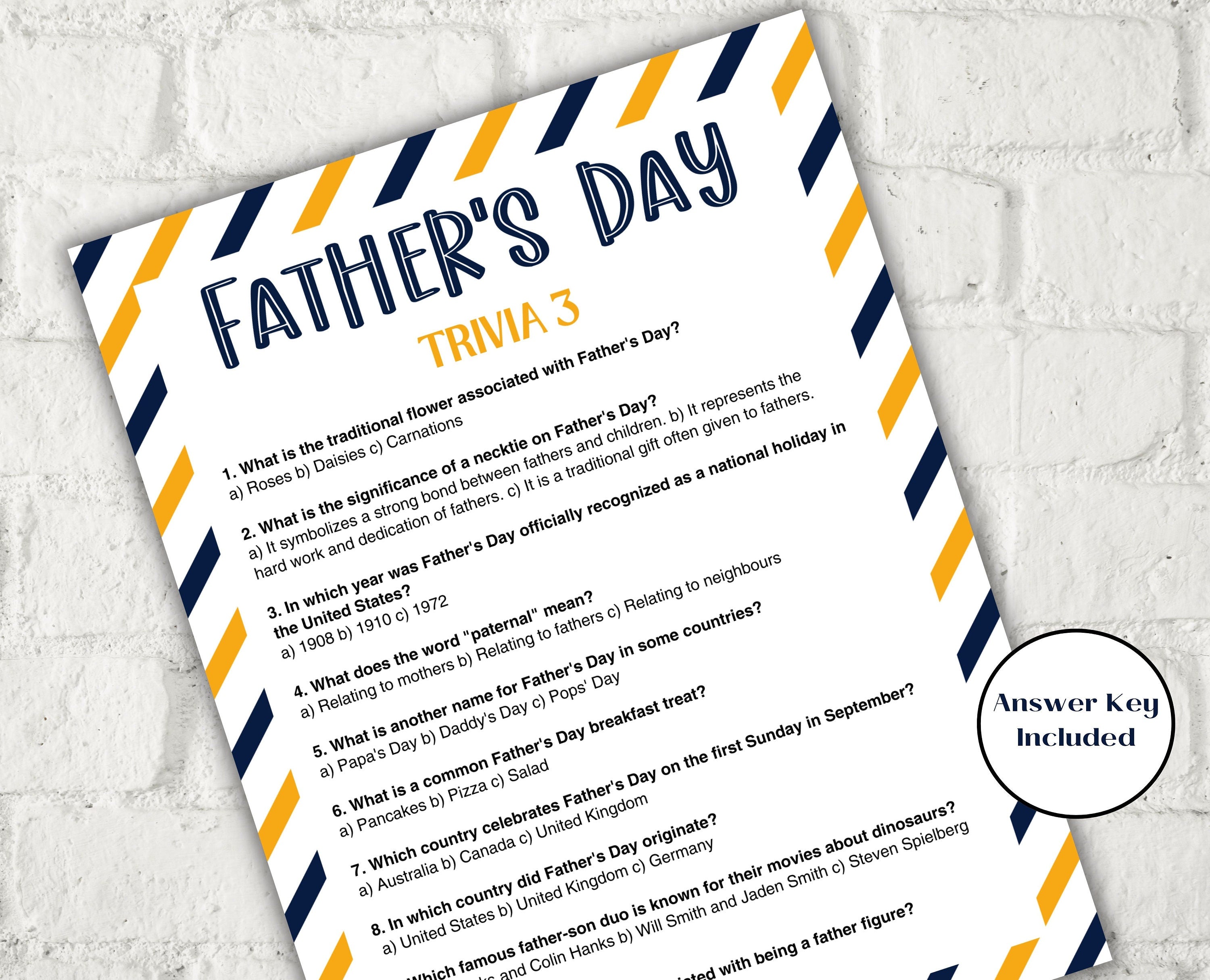 Fathers Day Games Trivia Bundle I Printable Father's Day Games For Kids Teens and Adults | Party Activities | Classroom Games 005-Mother&#39;s/Father&#39;sDay -TheHustlingCatLady-Party Games