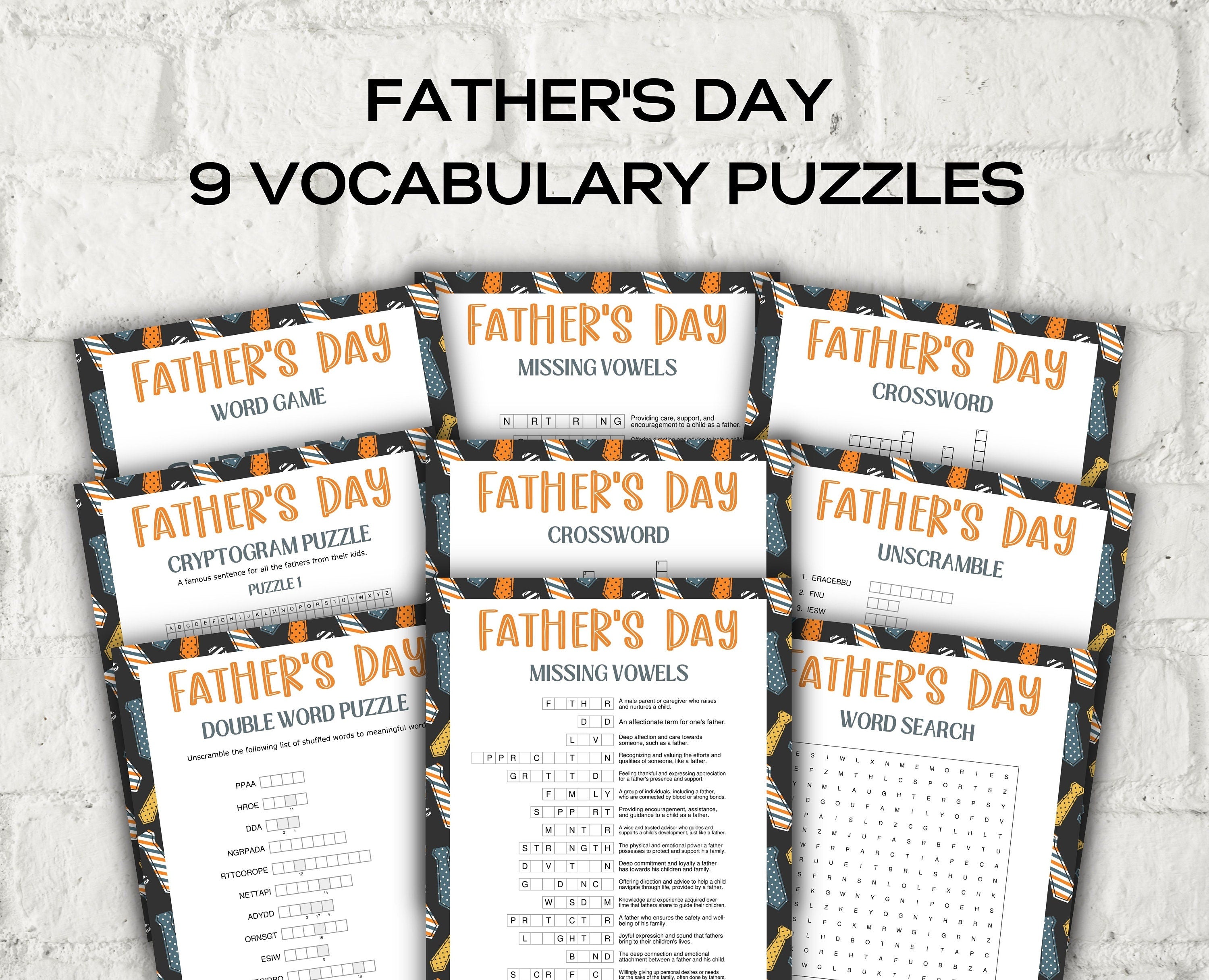 Fathers Day Vocabulary Puzzle Bundle-Mother&#39;s/Father&#39;sDay -TheHustlingCatLady-Party Games
