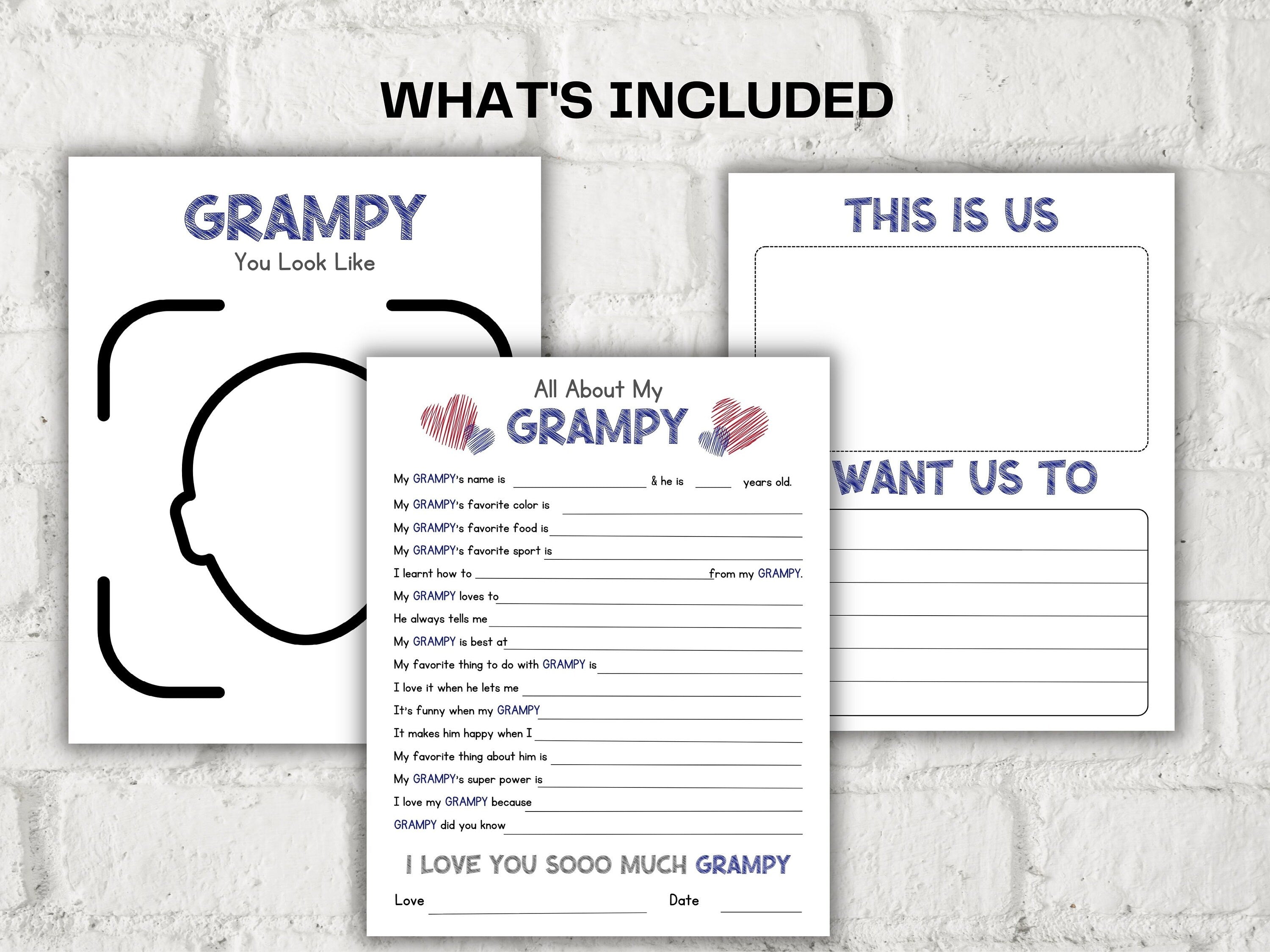 All about my Grampy fill in the blank I Father's Day Gift I About Grampy I Gift for Grampy I Grampy interview Questionnaire 001