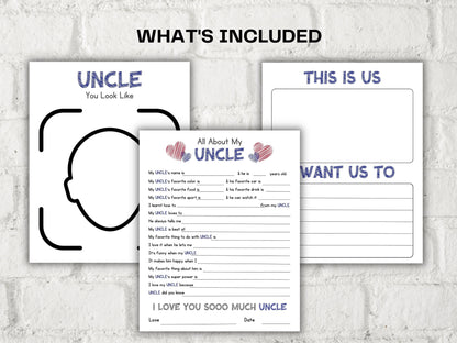 All about my Uncle fill in the blank I Father's Day Gift I About Uncle I Last minute Gift for Uncle I Uncle interview Questionnaire 001