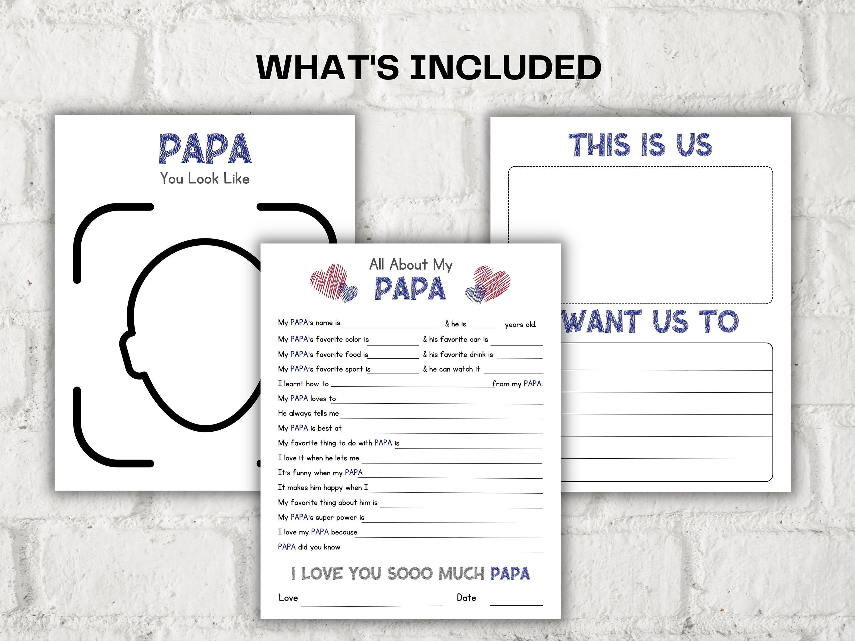 All about my Papa fill in the blank I Father's Day Gift I About Papa I Last minute Gift for Papa I Papa interview Questionnaire 001