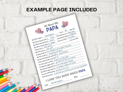 All about my Papa fill in the blank I Father's Day Gift I About Papa I Last minute Gift for Papa I Papa interview Questionnaire 001