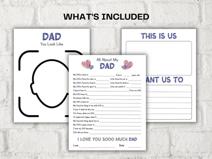 All about my Dad fill in the blank I Father's Day Gift I Father's birthday I About Dad I Gift for Dad I Daddy interview Questionnaire 001