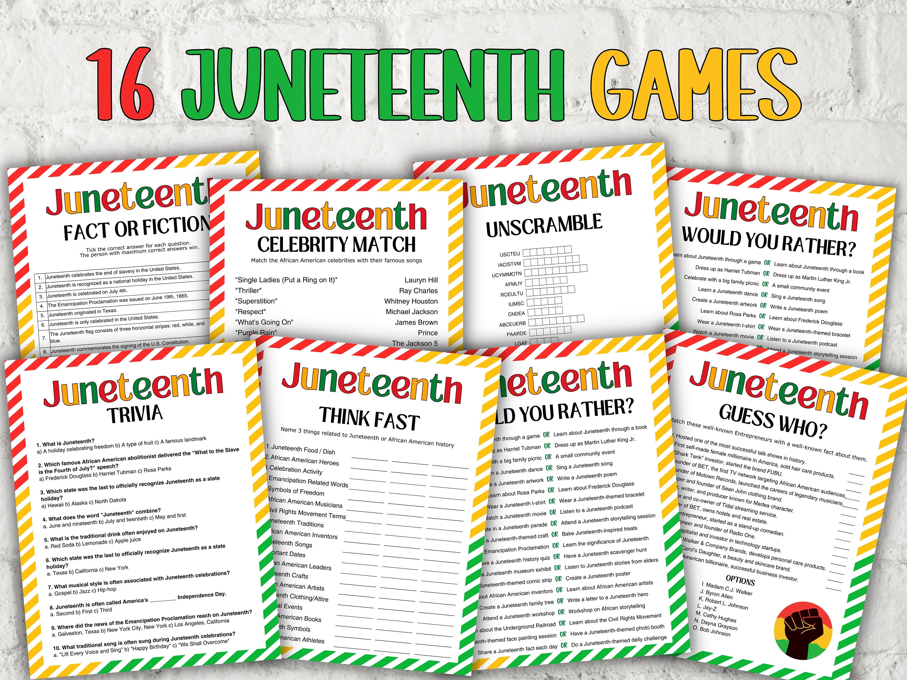 Juneteenth Games Bundle I Juneteenth Activities I African American Juneteenth games bundle i juneteenth activities i african american
