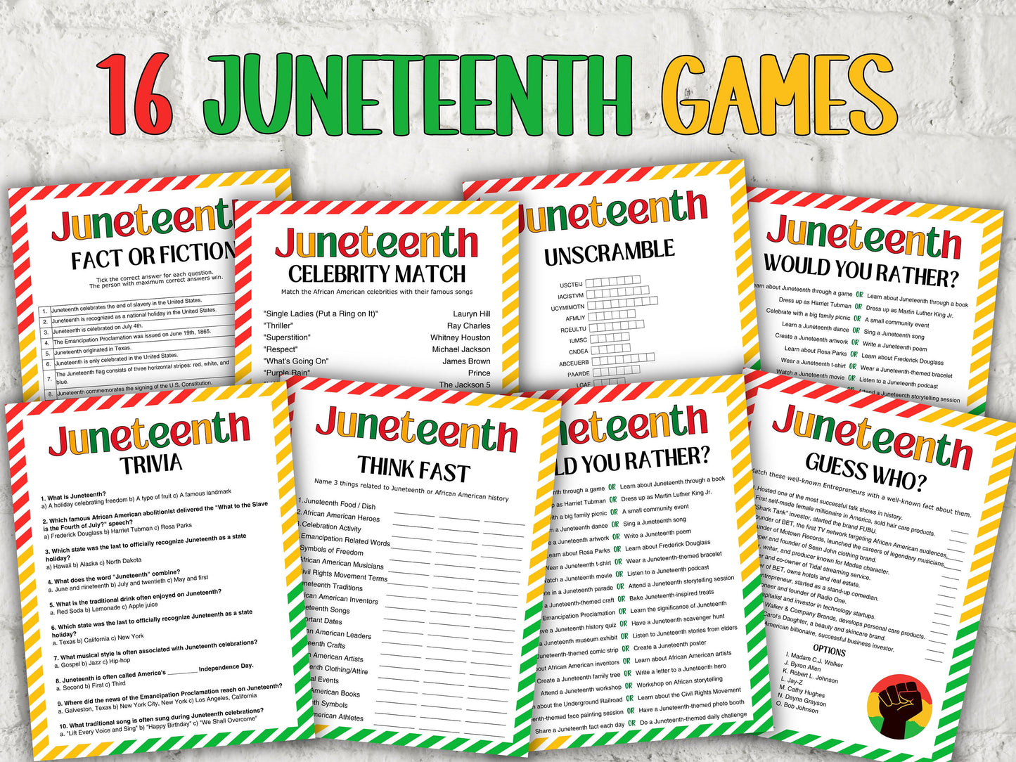 Juneteenth Games Bundle I Juneteenth Activities I African American History I Juneteenth School Game I Juneteenth Trivia I Juneteenth Quiz