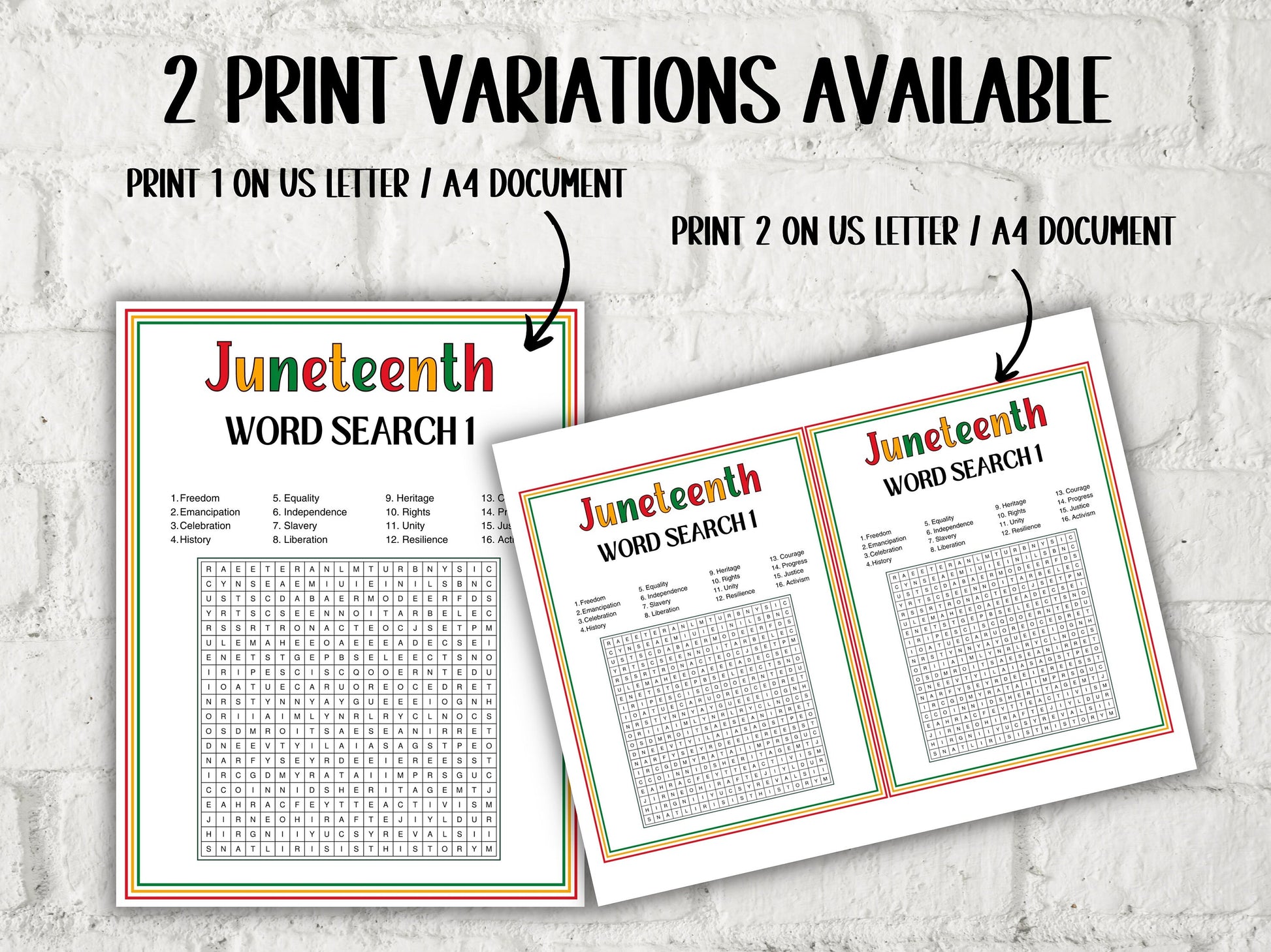 Juneteenth game bundle for school kids vocabulary puzzle, word search, juneteenth trivia, crossword, word match, word unscramble - 33 games in all