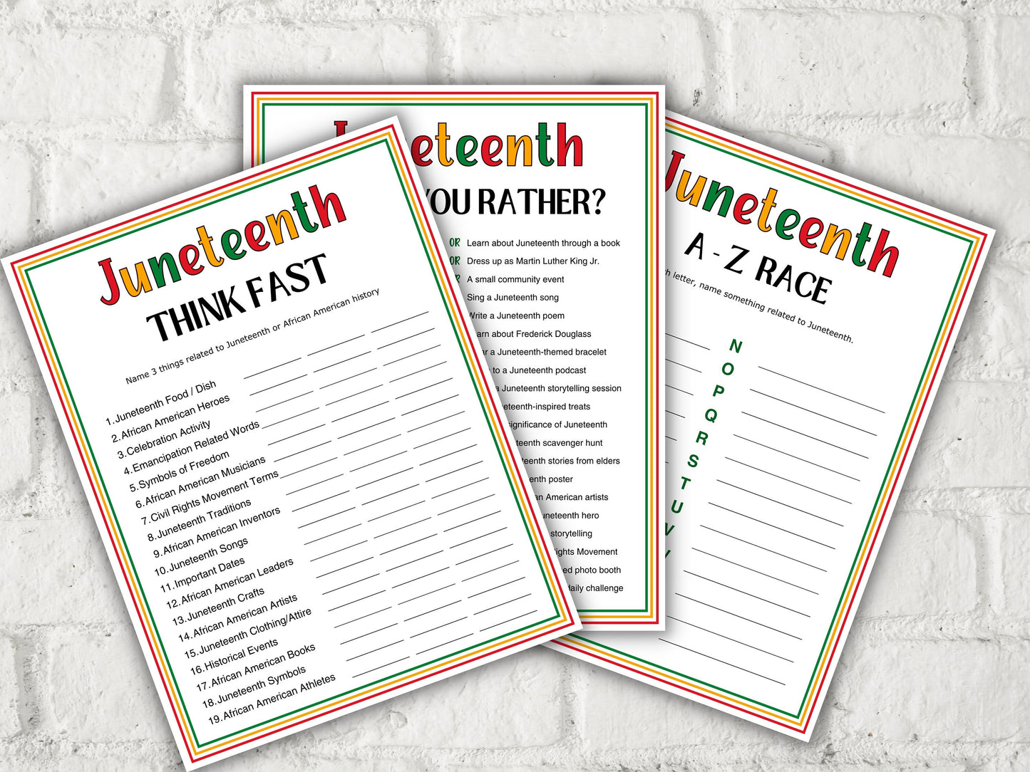 Juneteenth game bundle for school kids vocabulary puzzle, word search, juneteenth trivia, crossword, think fast, word match, word unscramble - 33 games in all