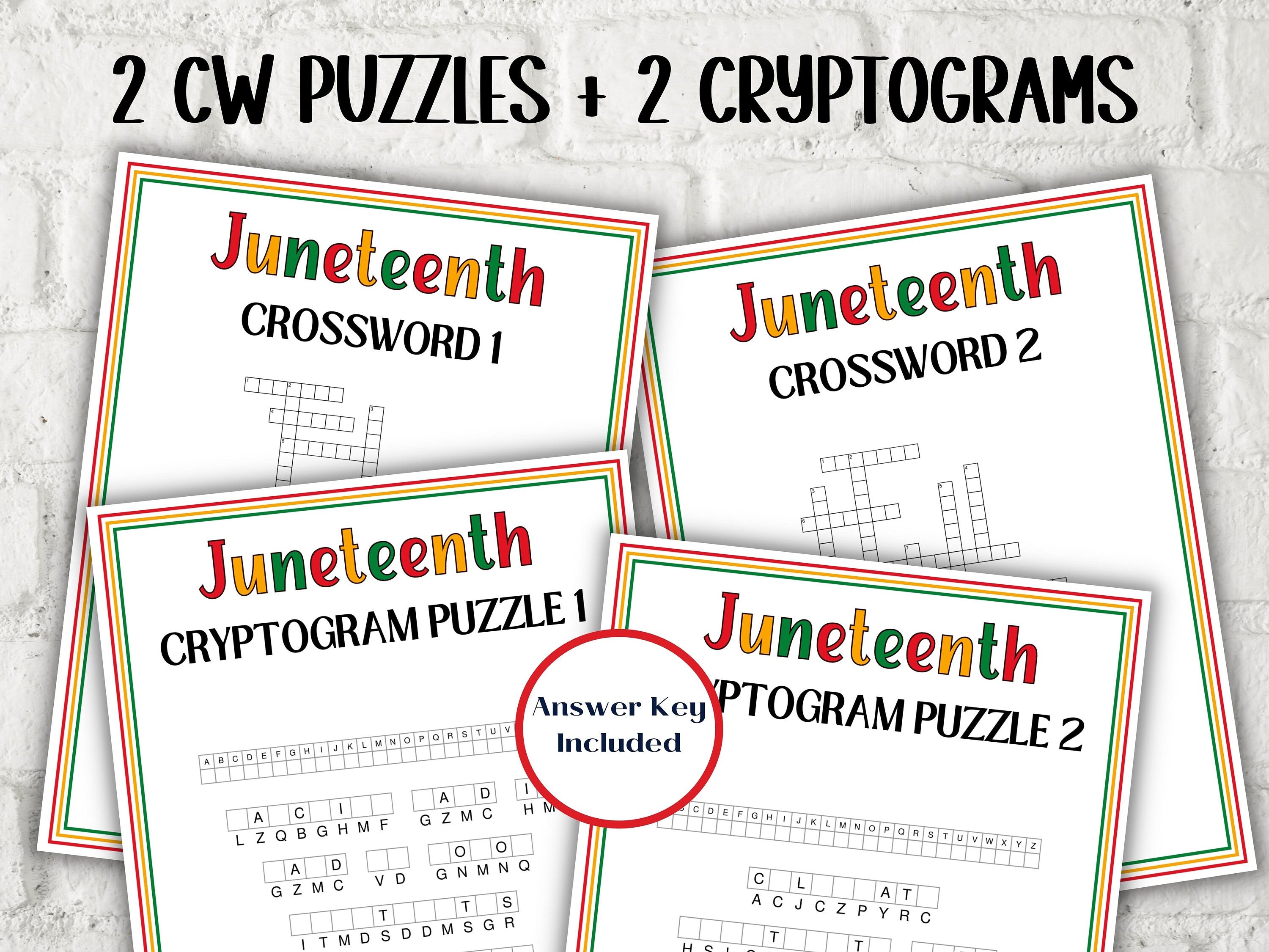 Juneteenth game bundle for school kids vocabulary puzzle, word search, juneteenth trivia, crossword, word match, word unscramble - 33 games in all