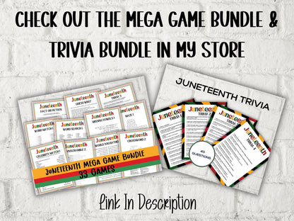 Juneteenth Trivia Bundle I Juneteenth Activities I African American History I Juneteenth School Game I Juneteenth Trivia I Juneteenth Quiz