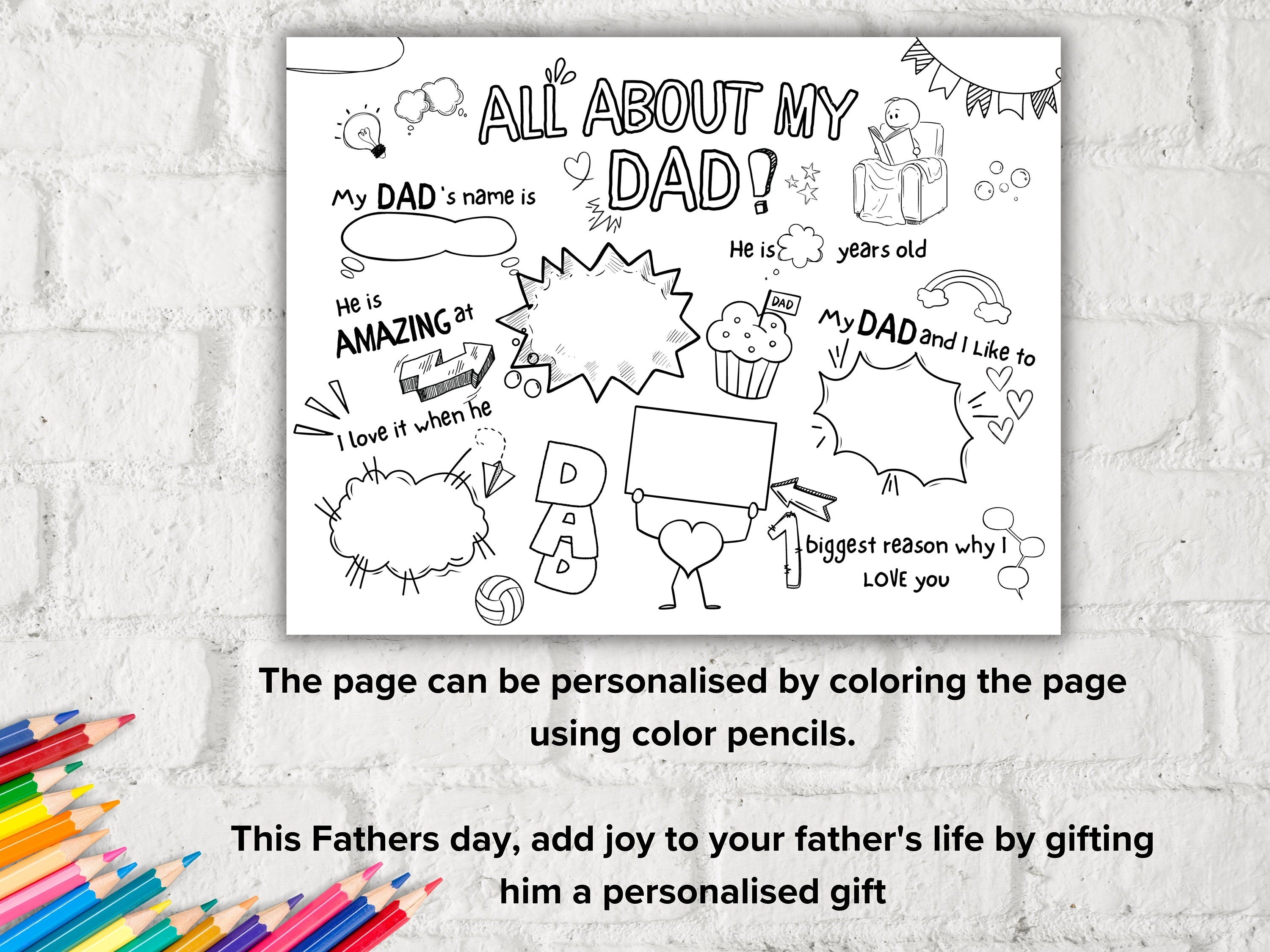 All about my Dad Fill in the blank I Father's Day Gift I Gift for Dad I Birthday I About Dad Page I Daddy interview I Dad Questionnaire 001-Father&#39;s & Mother&#39;s Day -TheHustlingCatLady-Blank Cards