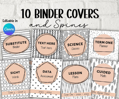 Editable Binder Covers and Spines I Printable Binder Cover I Homeschool Binder I Teacher resources I Sub Binder I Editable College Binder