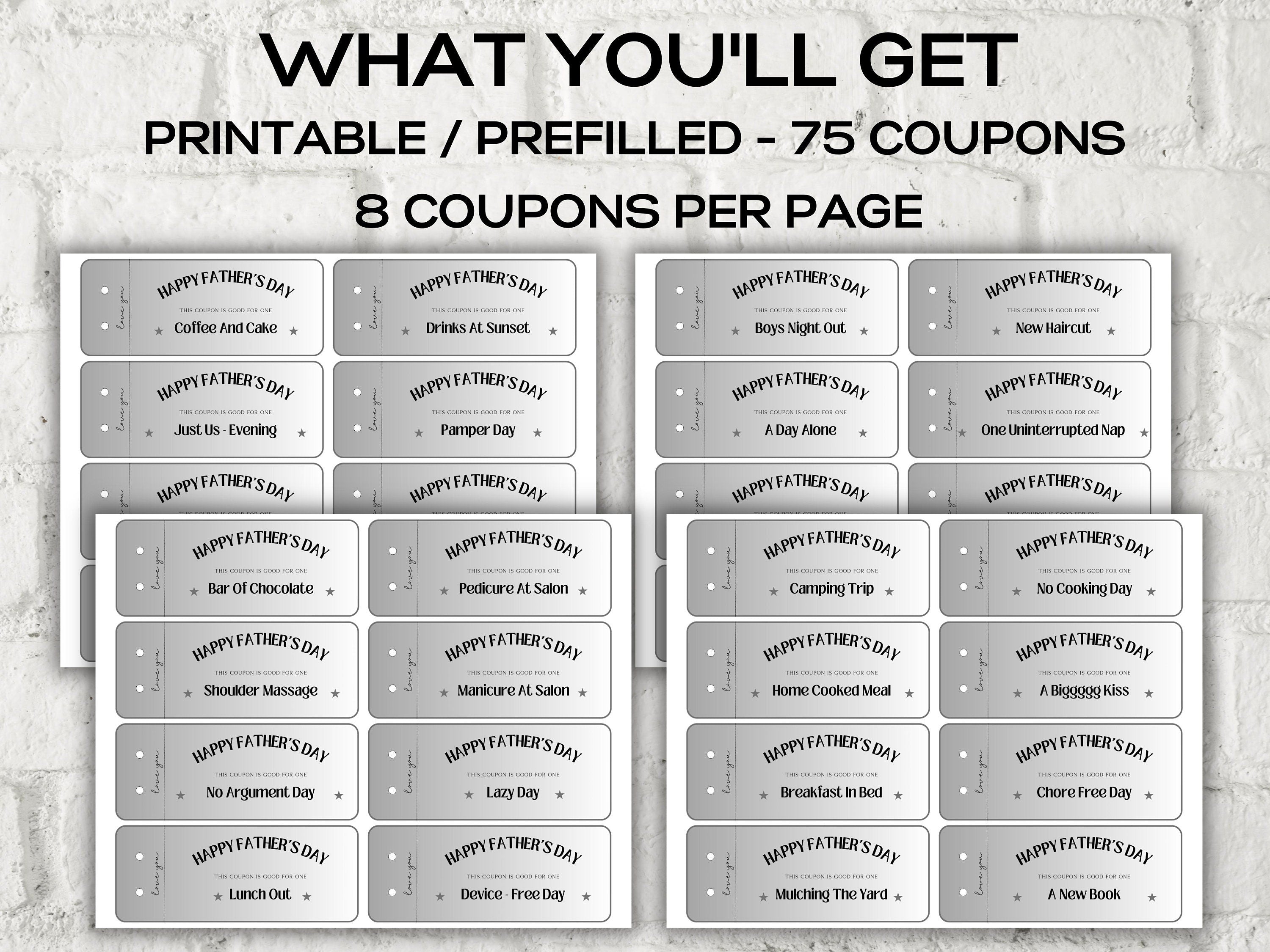 Father's Day Coupons I Printable Coupons I Daddy Coupon Book I Gift for Dad I Gift for Daddy I personalized father I Last minute gift 003-Mother&#39;s/Father&#39;sDay -TheHustlingCatLady-Templates