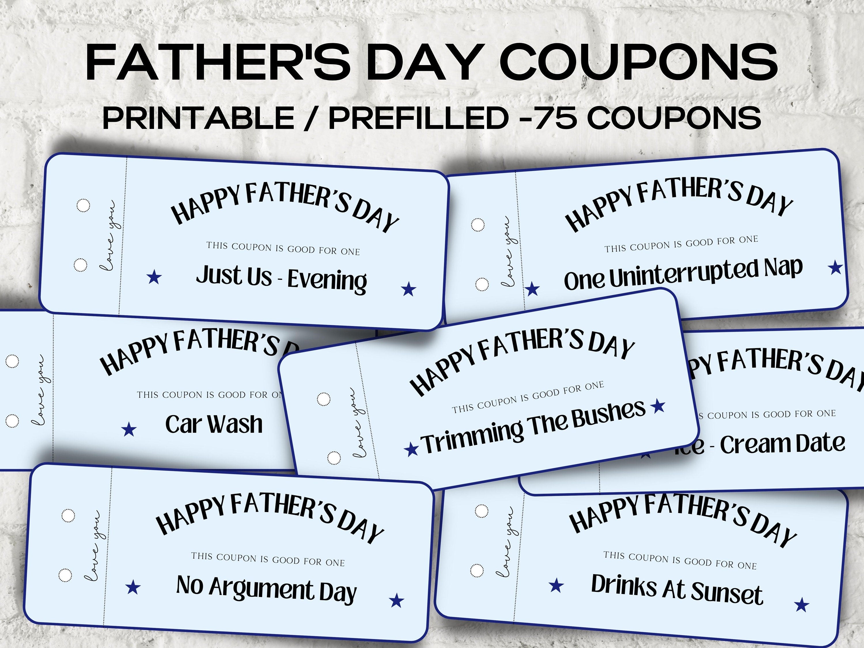 Father's Day Coupons I Printable Coupons I Daddy Coupon Book I Gift for Dad I Gift for Daddy I personalized father I Last minute gift 003-Mother&#39;s/Father&#39;sDay -TheHustlingCatLady-Templates