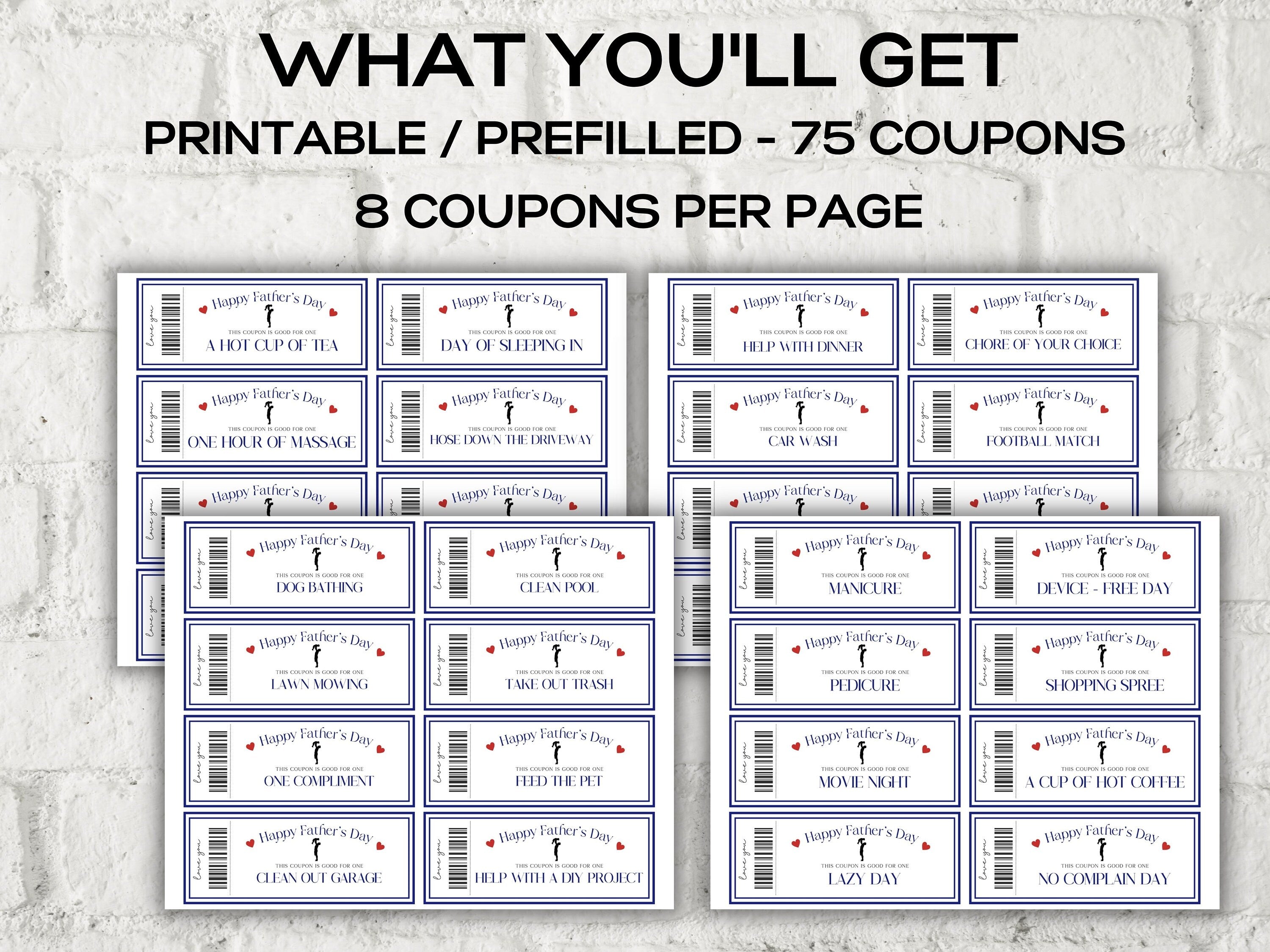 Father's Day Coupons I Printable Coupons I Daddy Coupon Book I Gift for Dad I Gift for Daddy I personalized father I Last minute gift 003-Mother&#39;s/Father&#39;sDay -TheHustlingCatLady-Templates