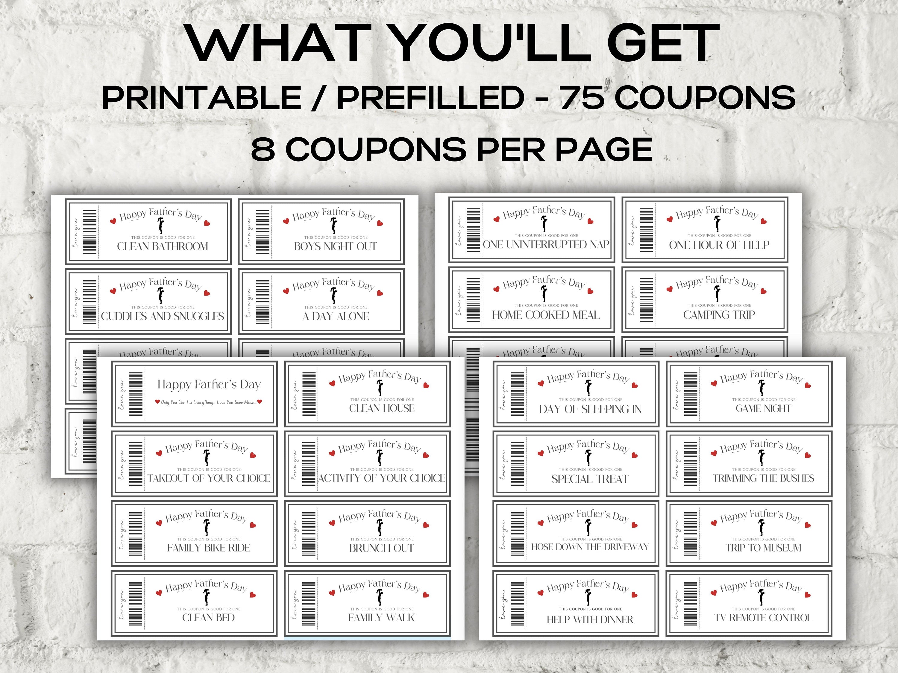 Father's Day Coupons I Printable Coupons I Daddy Coupon Book I Gift for Dad I Gift for Daddy I personalized father I Last minute gift 003-Mother&#39;s/Father&#39;sDay -TheHustlingCatLady-Templates