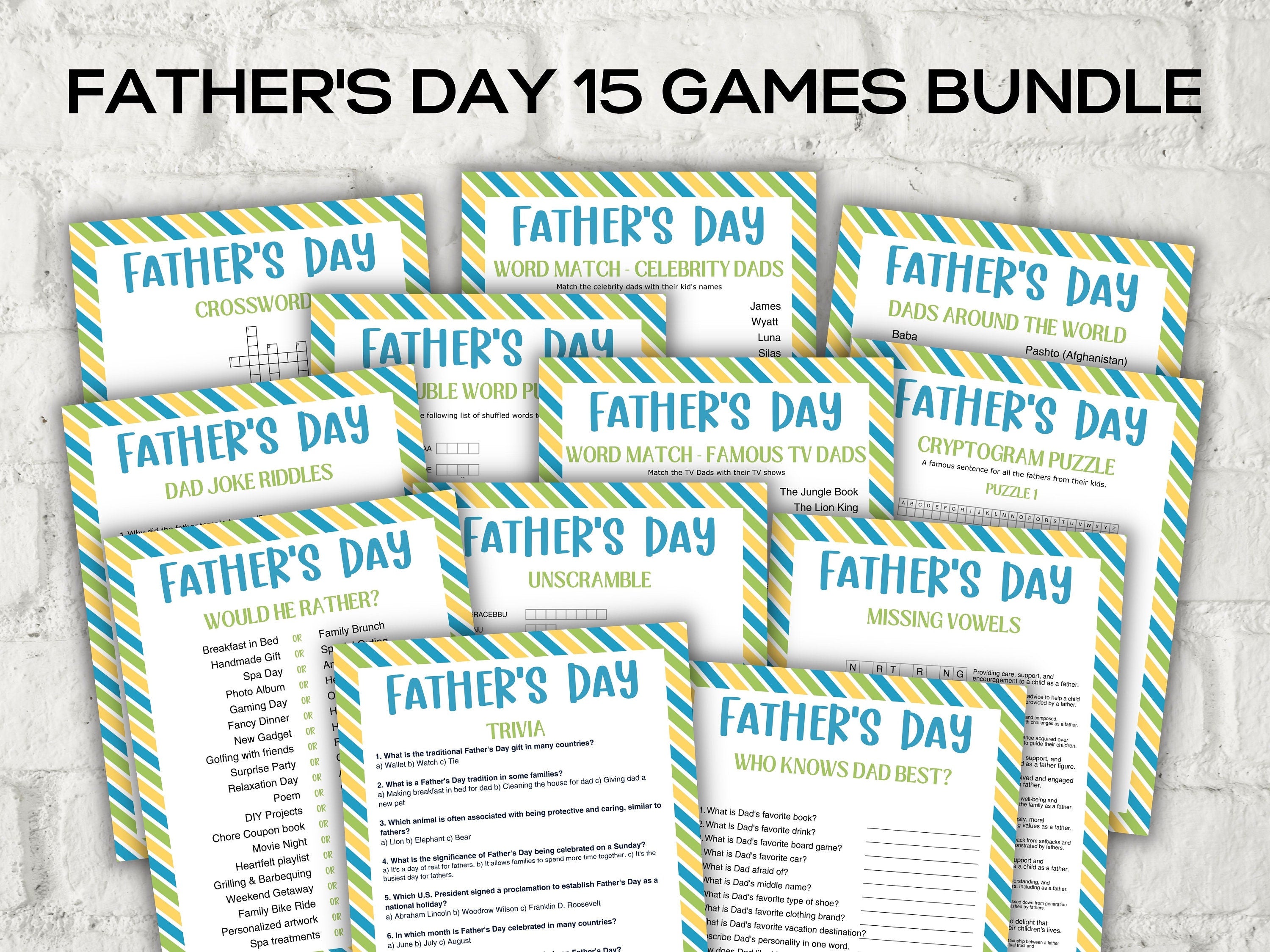 Fathers Day Games Bundle-Mother&#39;s/Father&#39;sDay -TheHustlingCatLady-Party Games