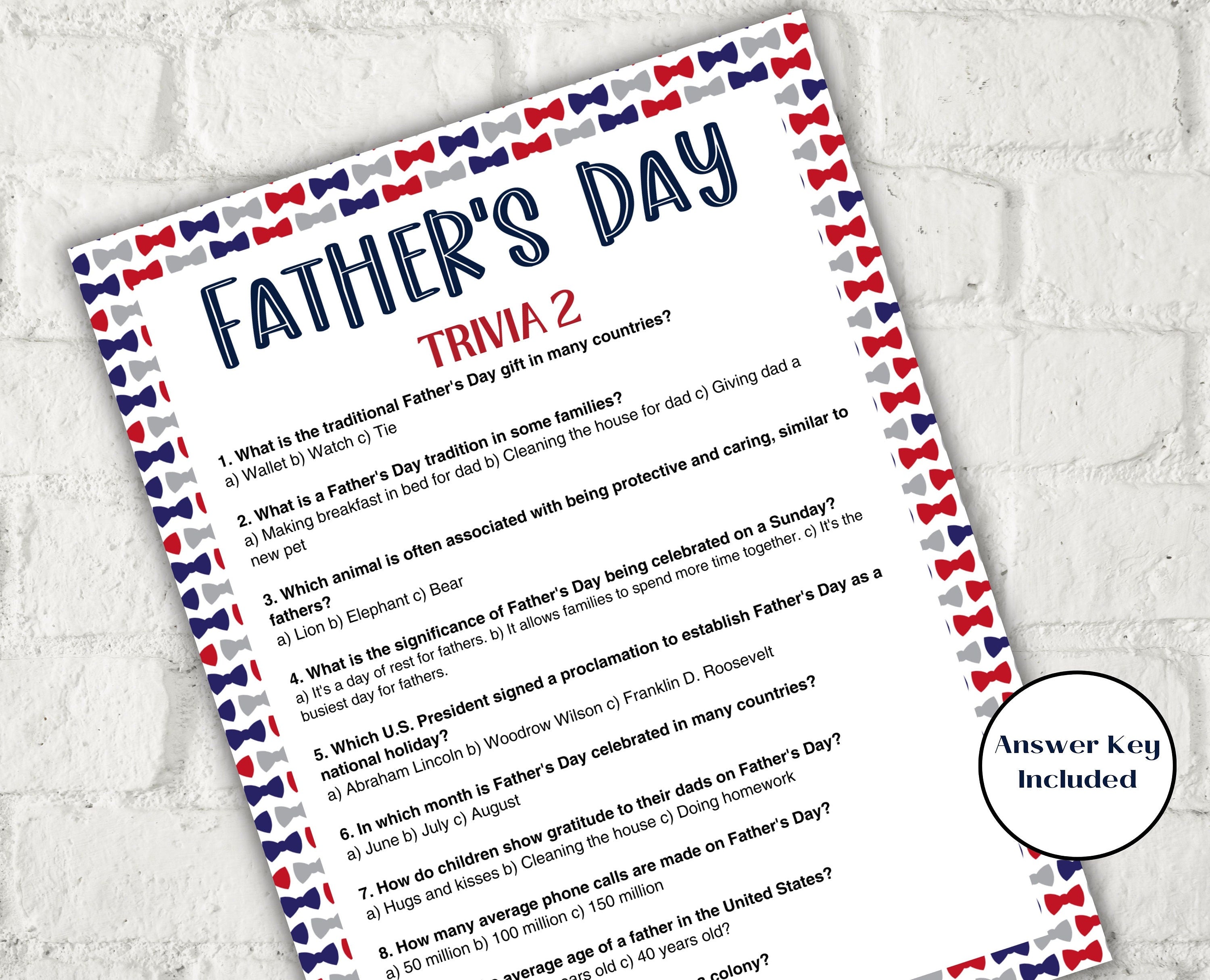 Fathers Day Games Trivia Bundle I Printable Father's Day Games For Kids Teens and Adults | Party Activities | Classroom Games 005-Mother&#39;s/Father&#39;sDay -TheHustlingCatLady-Party Games