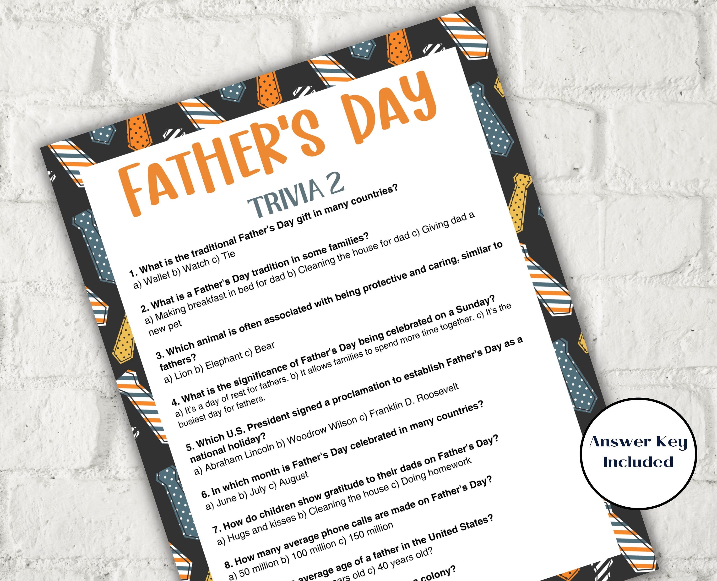 Fathers Day Games Trivia Bundle I Printable Father's Day Games For Kids Teens and Adults | Party Activities | Classroom Games 005-Mother&#39;s/Father&#39;sDay -TheHustlingCatLady-Party Games